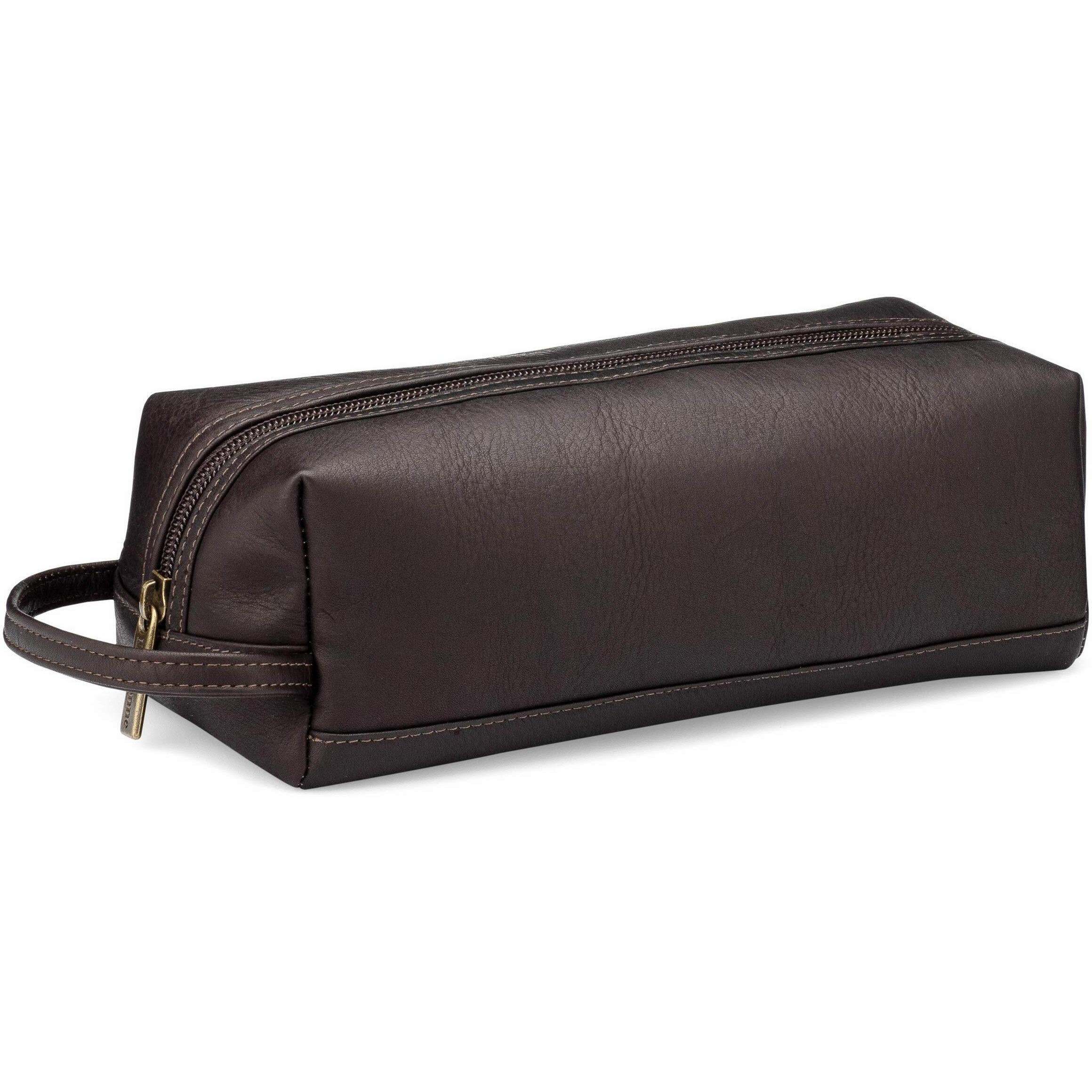 Le Donne Leather Jet Set Toiletry Bag  Premium Full-Grain Colombian Vaquetta Cowhide Leather Case, 9 x 4X4 (Cafe)