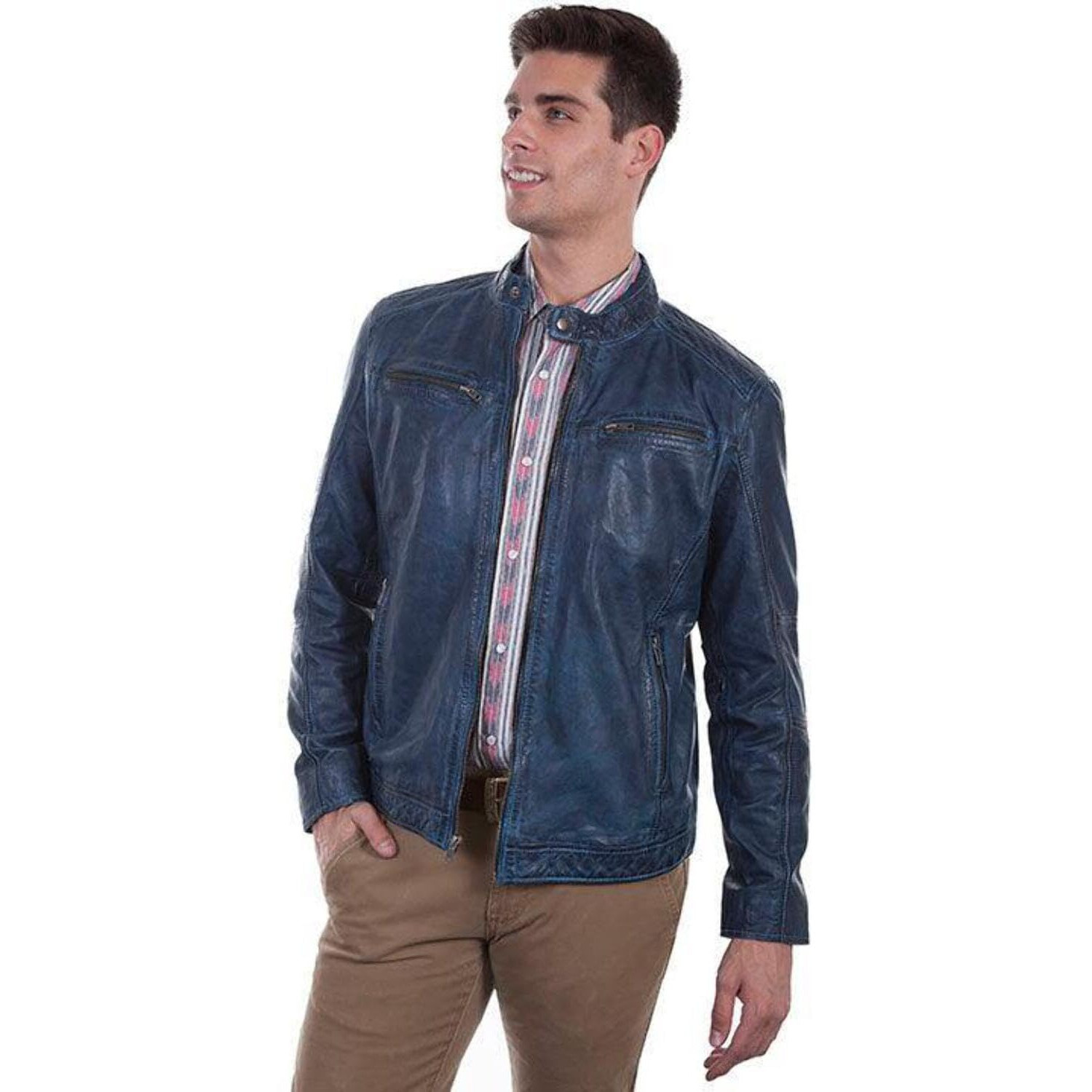 Scully Western Jacket Mens Zip Front Closure Lamb 2XT Denim F0_7
