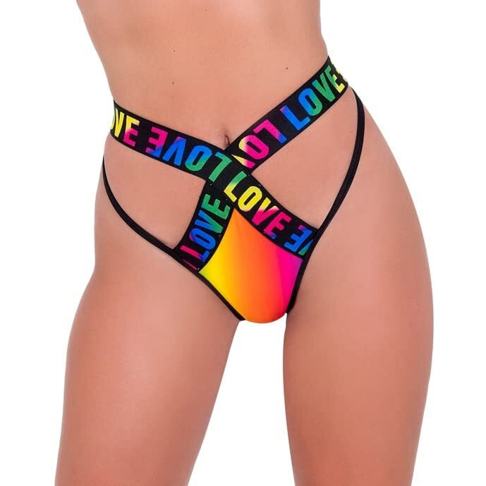 Roma Women's Standard Pride Collection Rainbow High-Waisted Criss-Cross Shorts for Rave/Festival, Multi, Small