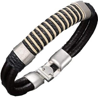 Retro Black & White Leather Bracelet