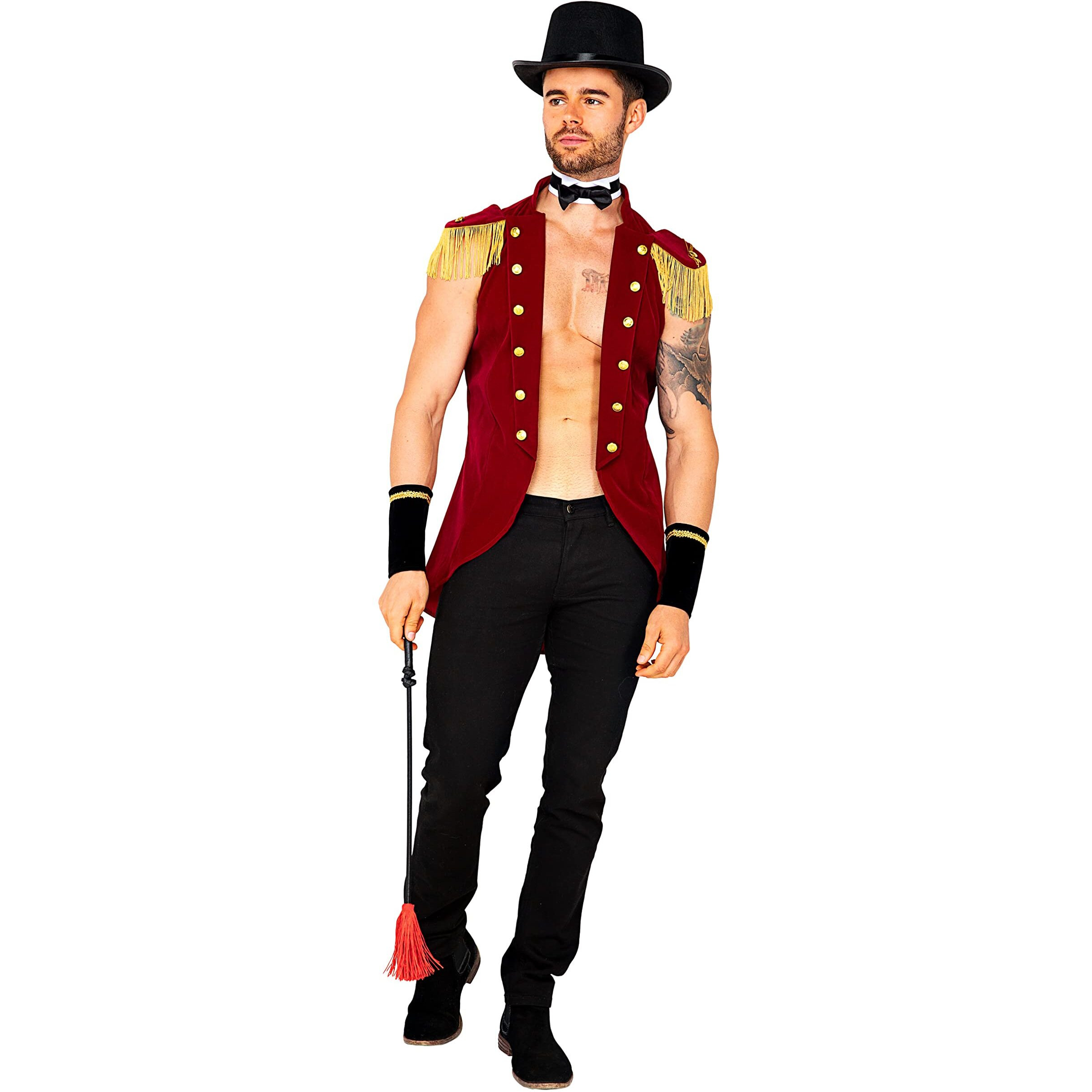 Roma Costume Men's 4pc Big Top Master Costume, Red/Black, Small