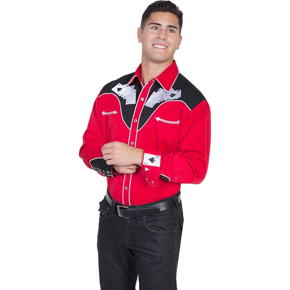 Scully Four Aces Embroidered Snap Front Shirt P686 RED **, Red, Small