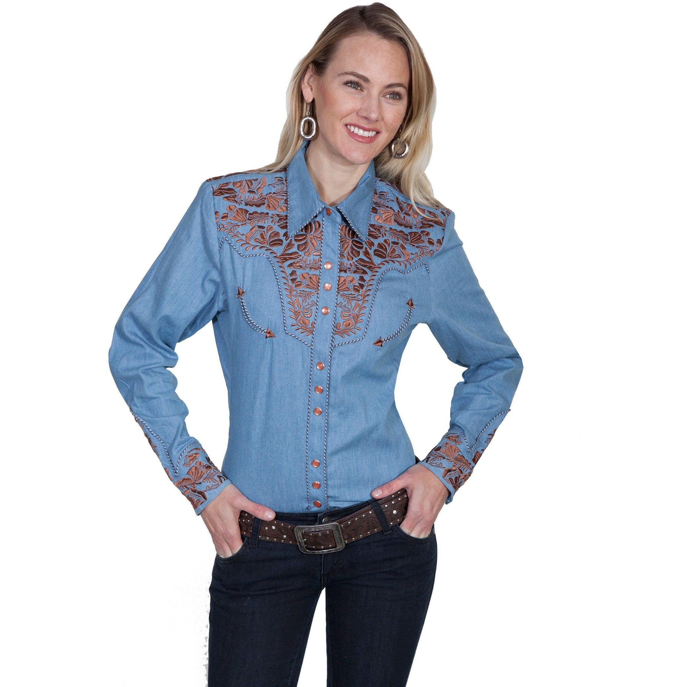 Scully Women's Vintage,Western, Blue