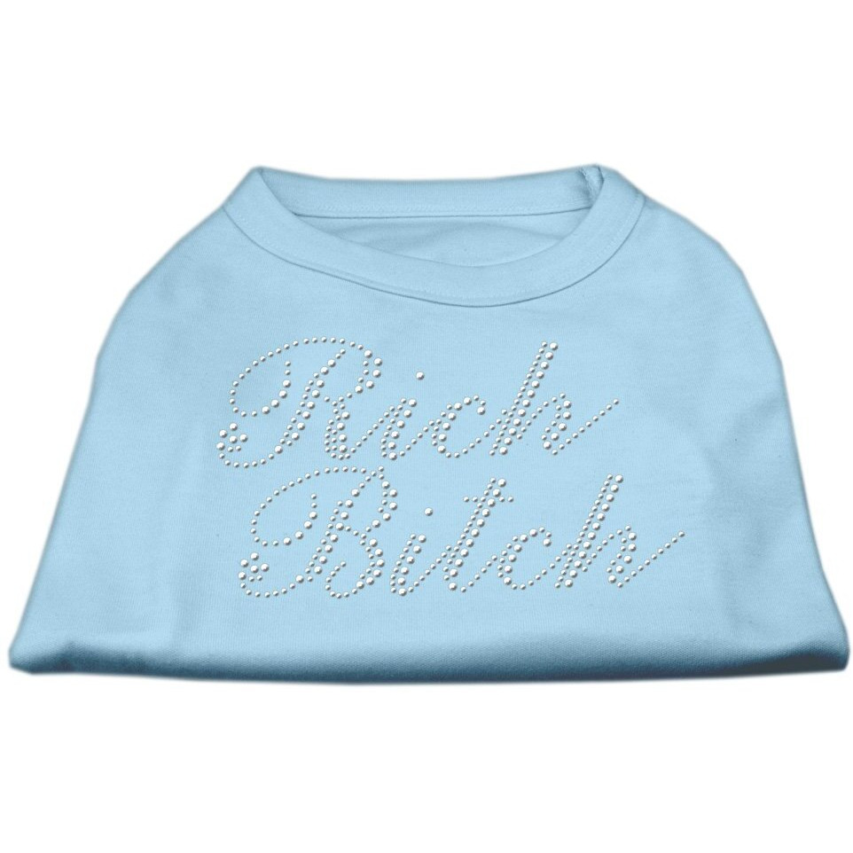 Mirage Pet Products Rich Bitch Rhinestone Pet Shirt, Large, Baby Blue