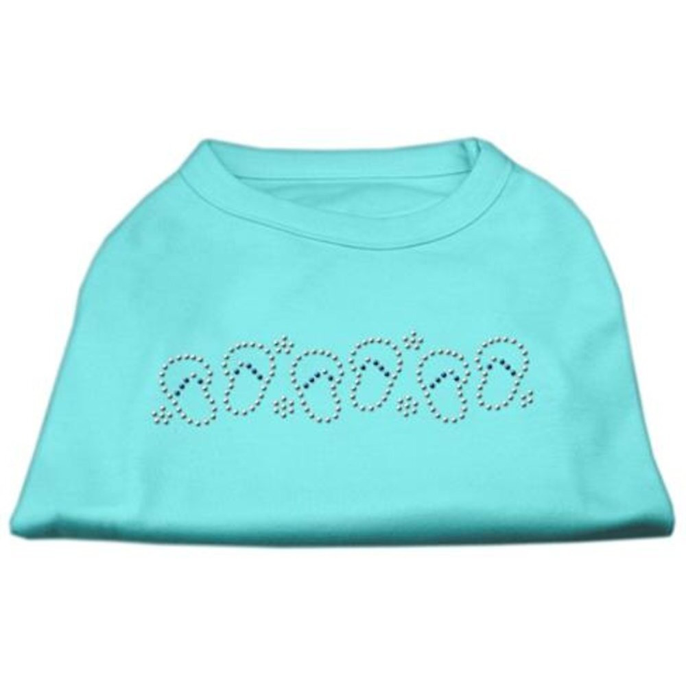 Mirage Pet Products Beach Sandals Rhinestone Pet Shirt, Large, Aqua