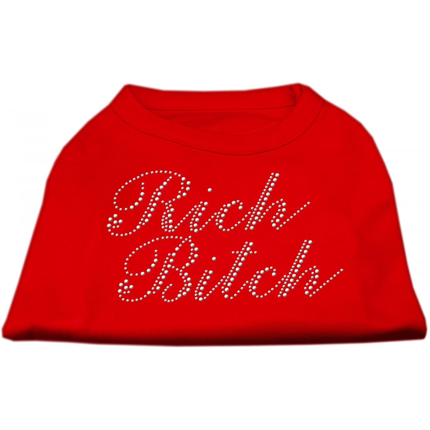 Mirage Pet Products Rich Bitch Rhinestone Pet Shirt, Small, Red