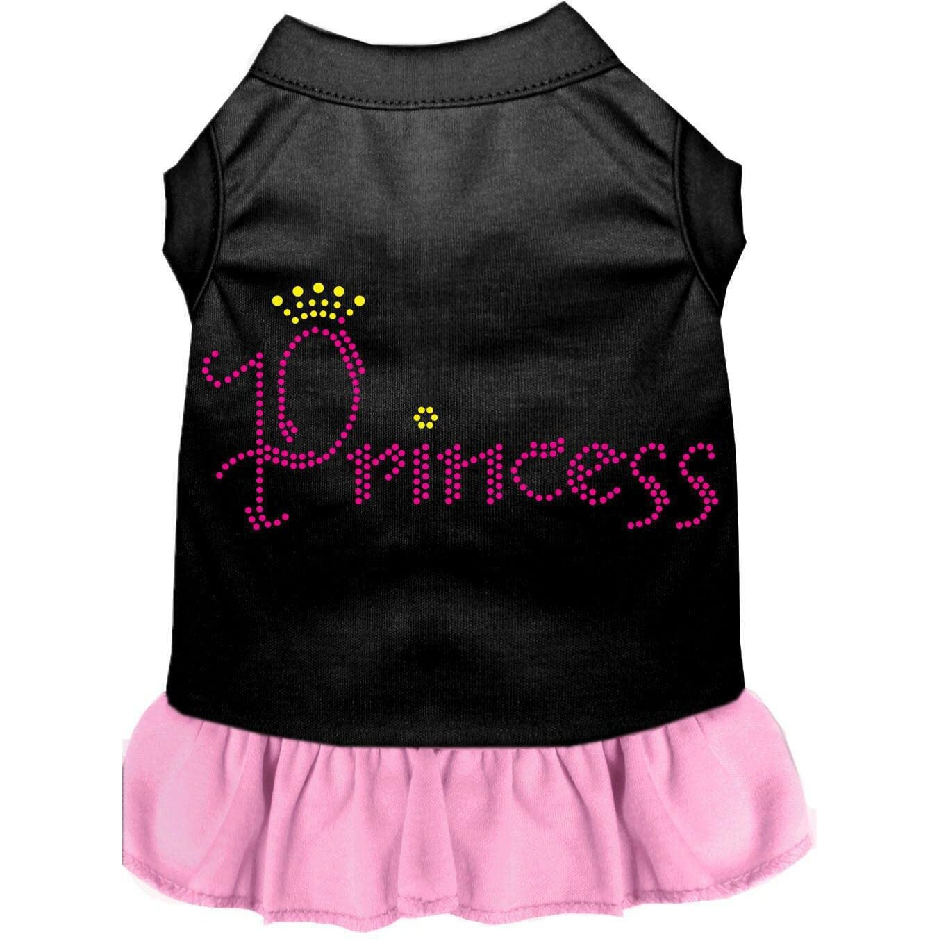 Pet Dog & Cat Dress Rhinestone, &quotPrincess" Black W/Light Pink 2XL (20-25 lbs.)
