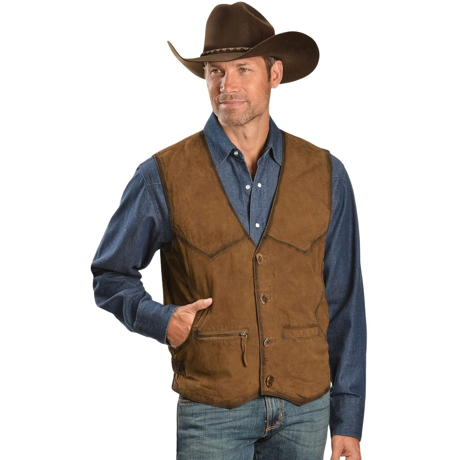 Scully Men's Suede Leather Vest Brown XX- US