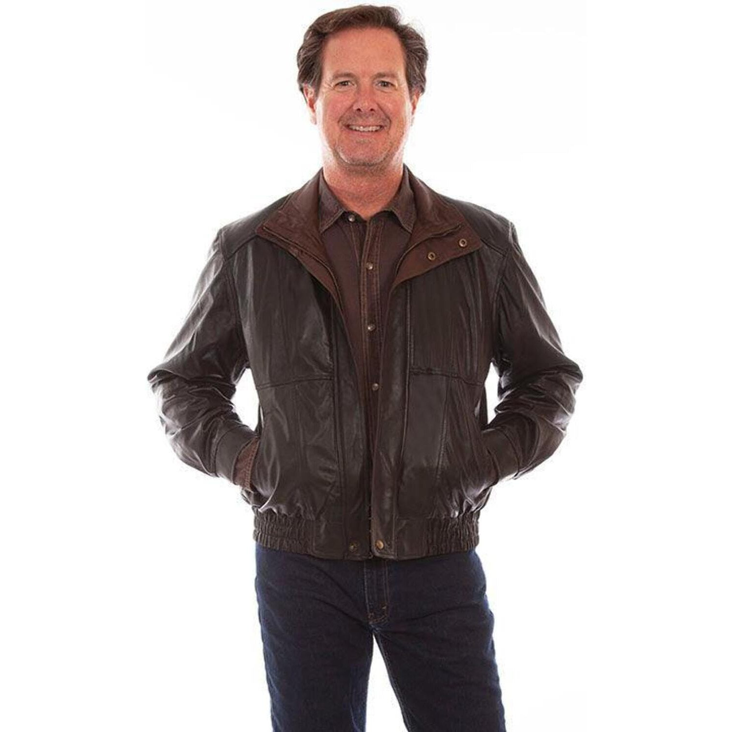Scully Men's Double Collar Leather Jacket Big And Tall Black XXX- Tall US
