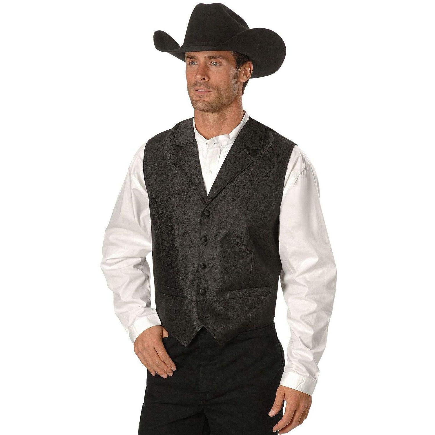 Scully Rangewear Men's Rangewear Paisley Button Vest Black 4X
