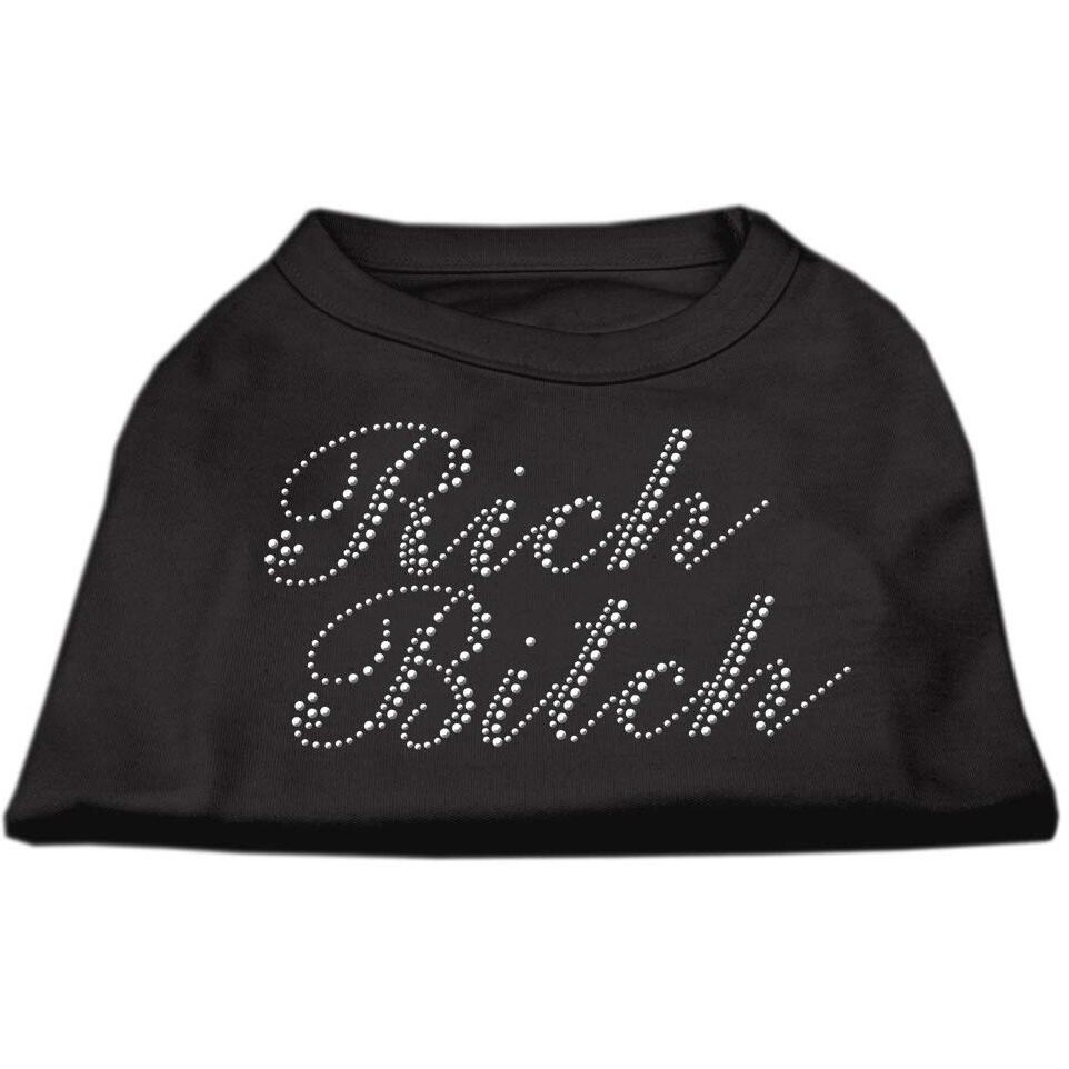 Mirage Pet Products Rich Bitch Rhinestone Pet Shirt, Medium, Black