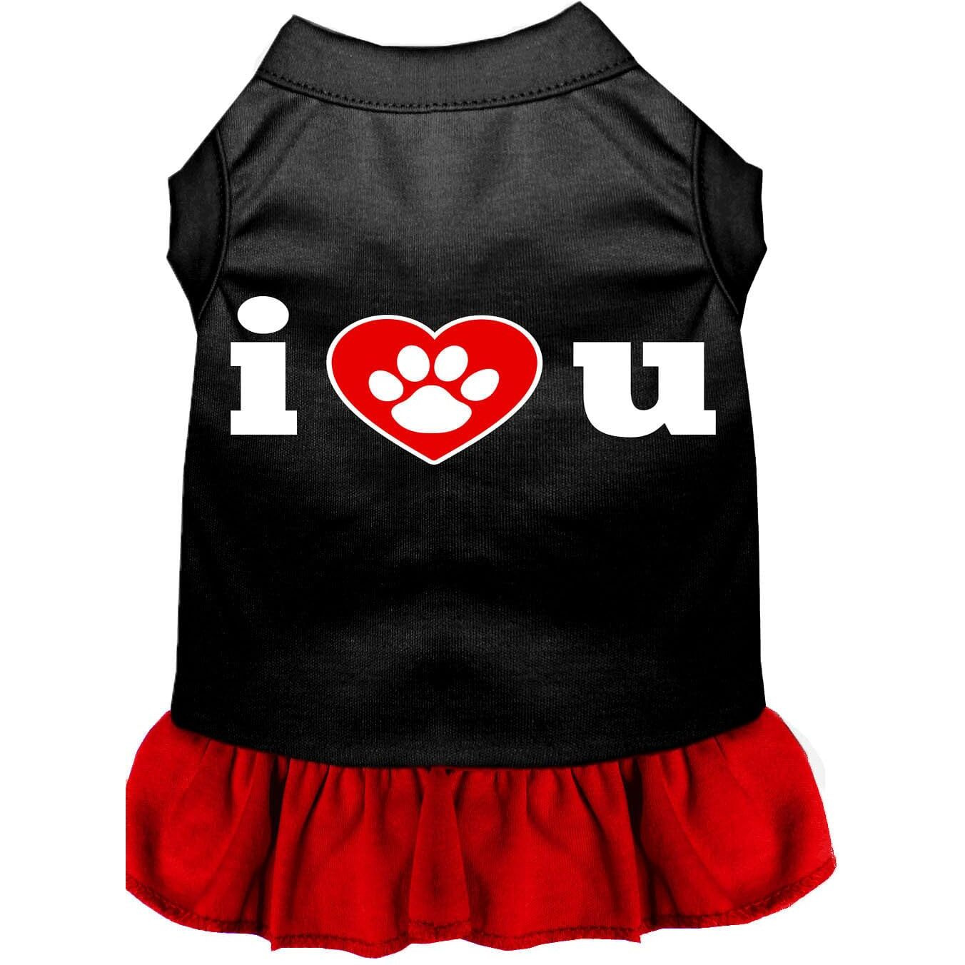 Dog Dress, Screen Printed, &quotI Heart You" Black W/Red 3XL (25-35 lbs.)