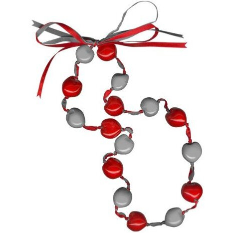 Sportbeads.com Red and Silver Lucky Kukui Nuts Necklace