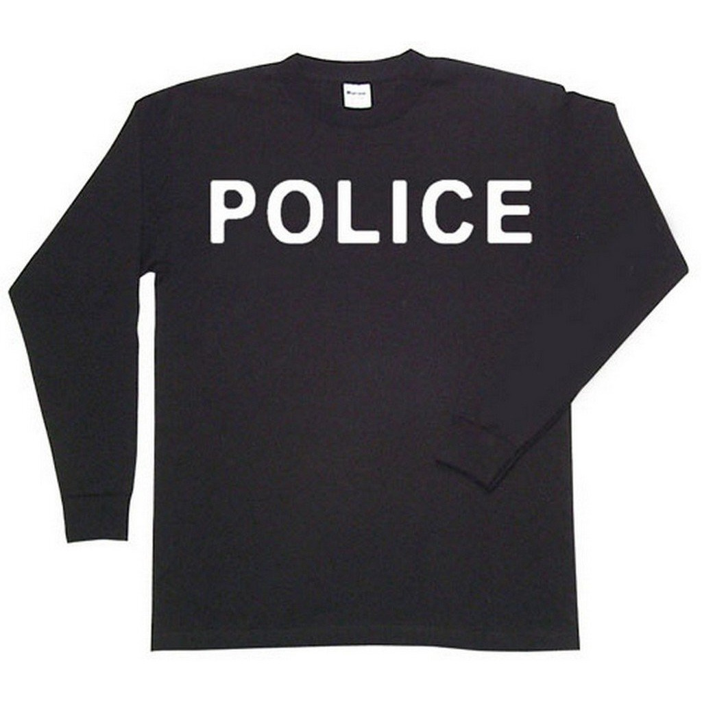 Fox Outdoor Products Police White Imprint Long Sleeve Imprinted T-Shirt, Black, 3X-Large