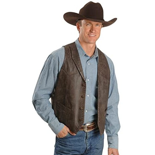 Scully Men's Whipstitch Lamb Leather Vest - 206-171 XXX- US
