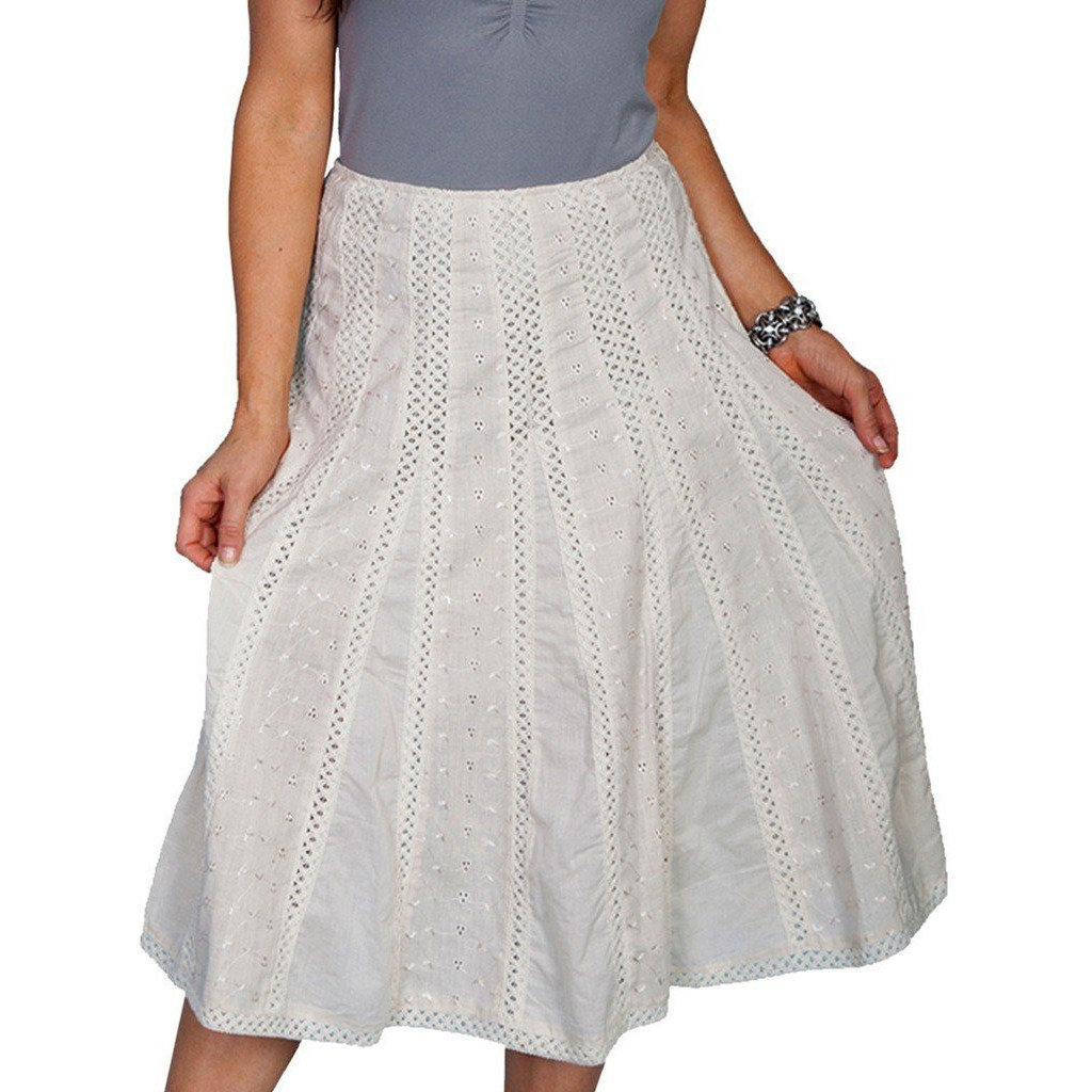 Scully Women's Eyelet Skirt Ivory Medium