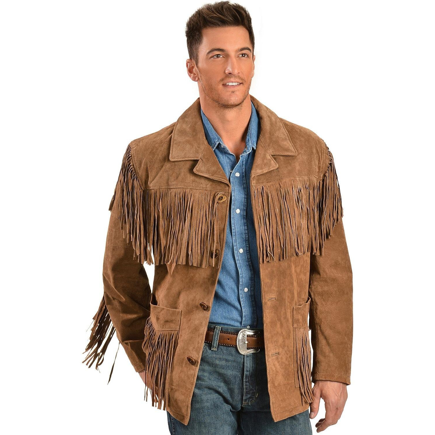 Scully Men's Suede Fringe Jacket, Cinnamon, Cinnamon, Large