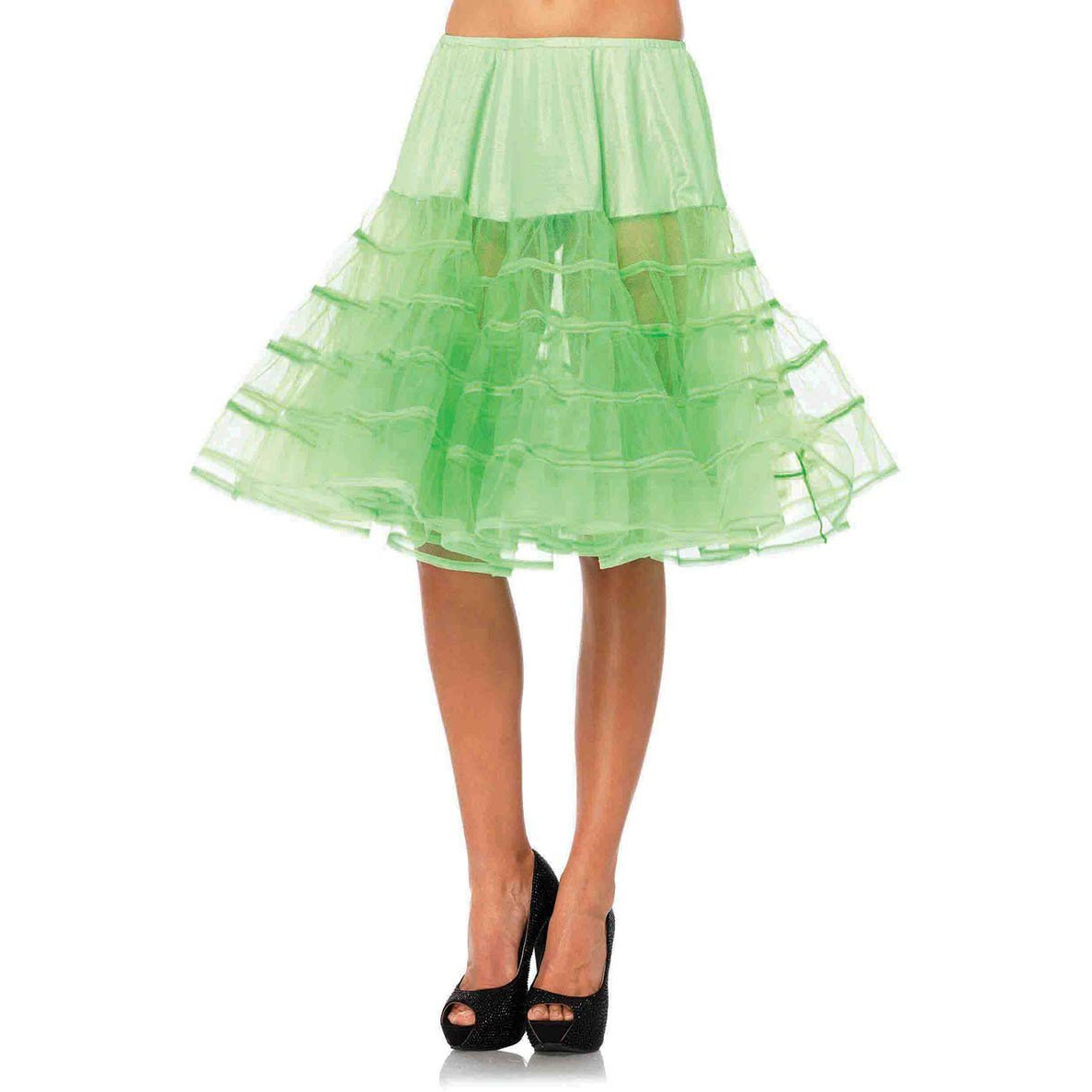Leg Avenue Women's Knee Length Petticoat Skirt, Neon Green, One Size
