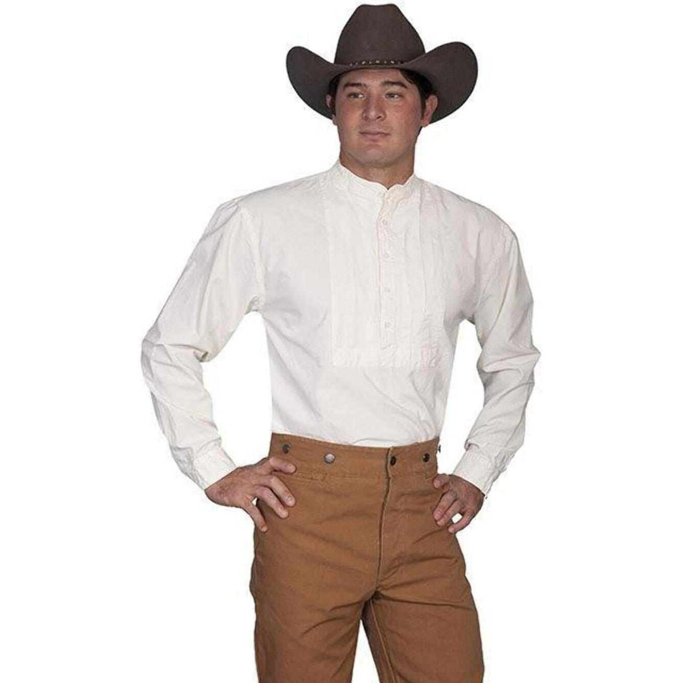 Scully Rangewear Men's Rangewear Pleated Inset Bib Shirt Big and Tall Ivory 4X