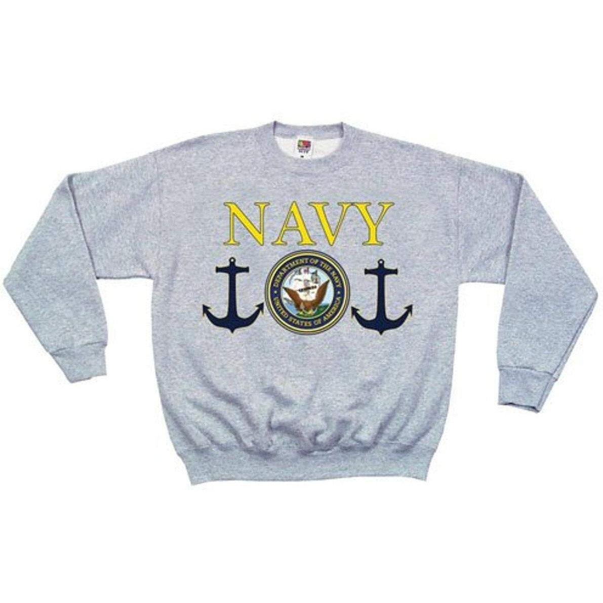 Fox Outdoor Products Navy Seal Crewneck Sweatshirt, Grey, Large