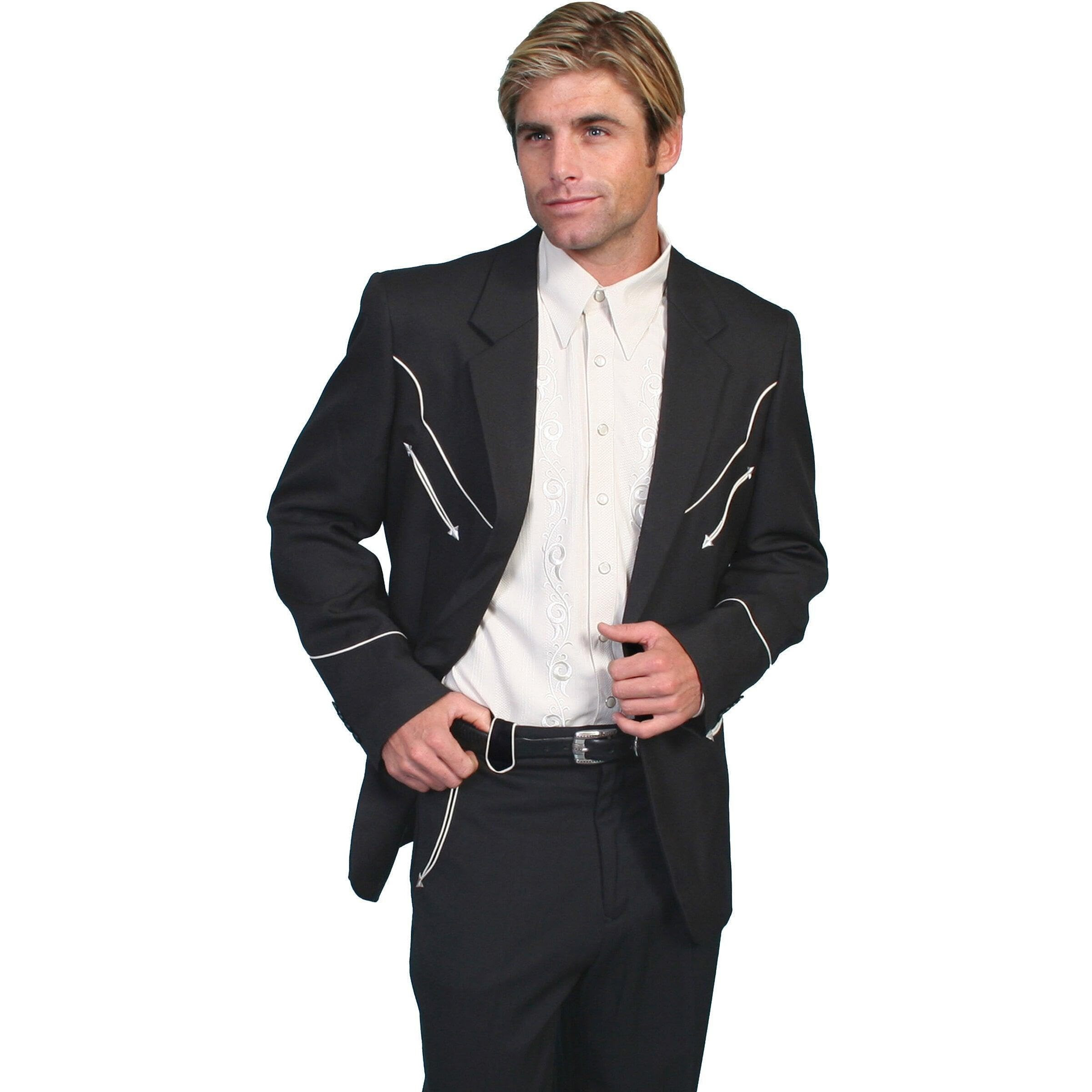 Scully Western Blazer Mens Button Front Solid 52 Reg Black P-656
