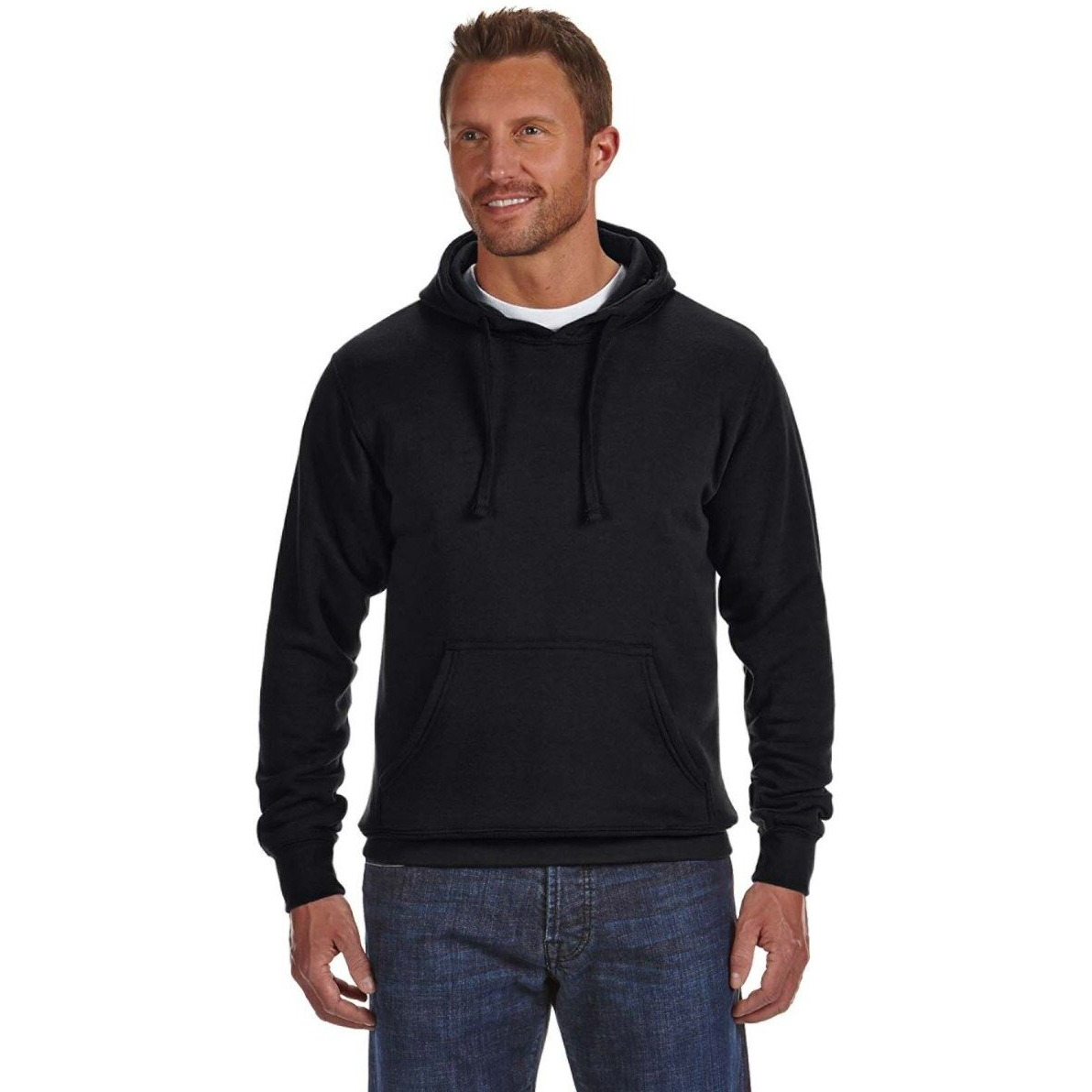 J America Adult Cloud Pullover Fleece Hood L BLACK
