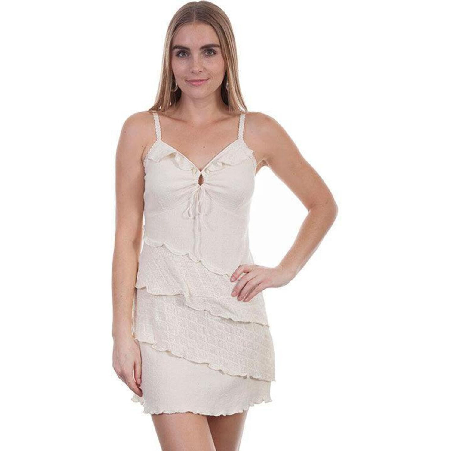 Scully Womens Cantina Carden Organic Cotton Layered Dress Natural XS