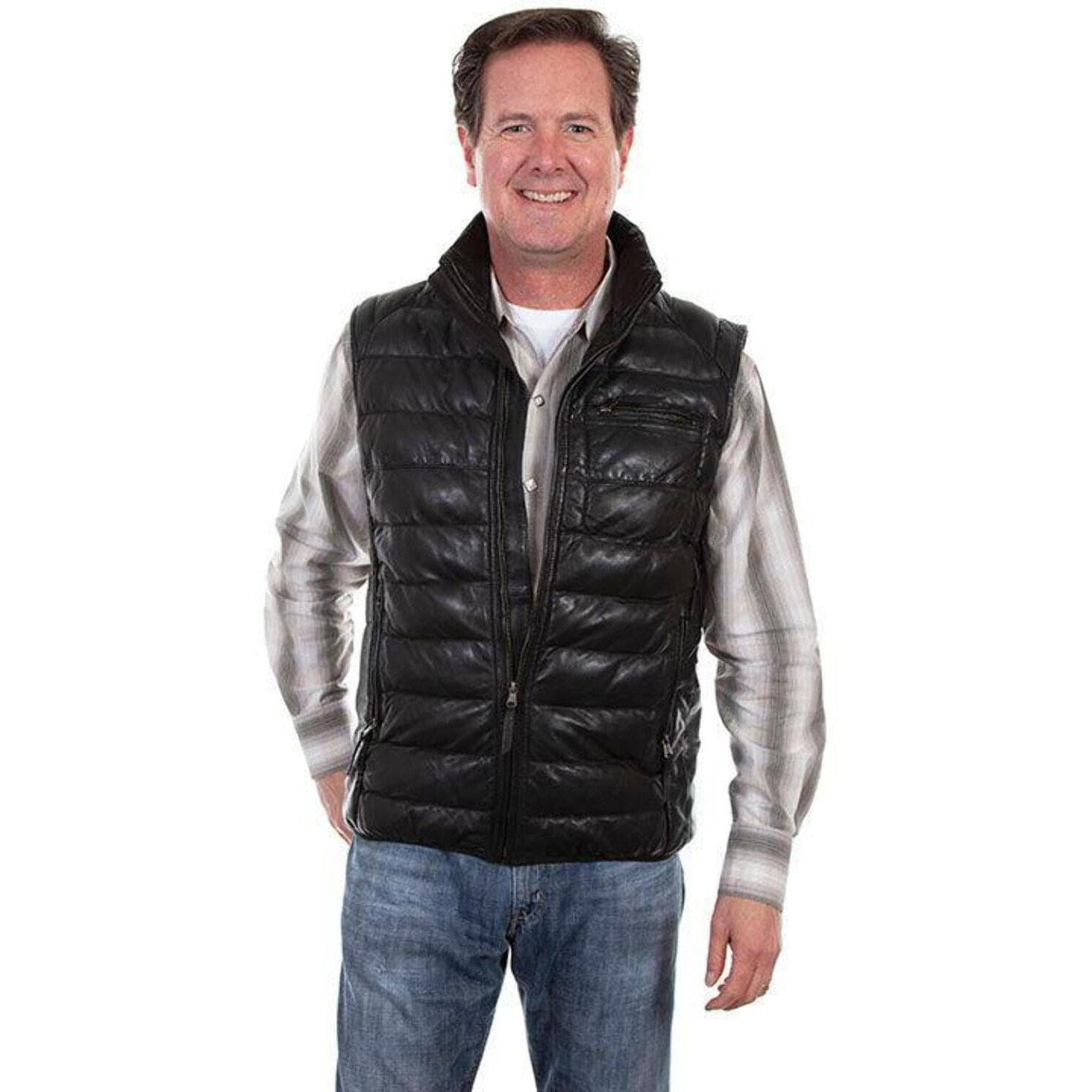 Scully Men's Ribbed Leather Vest Black X-Large