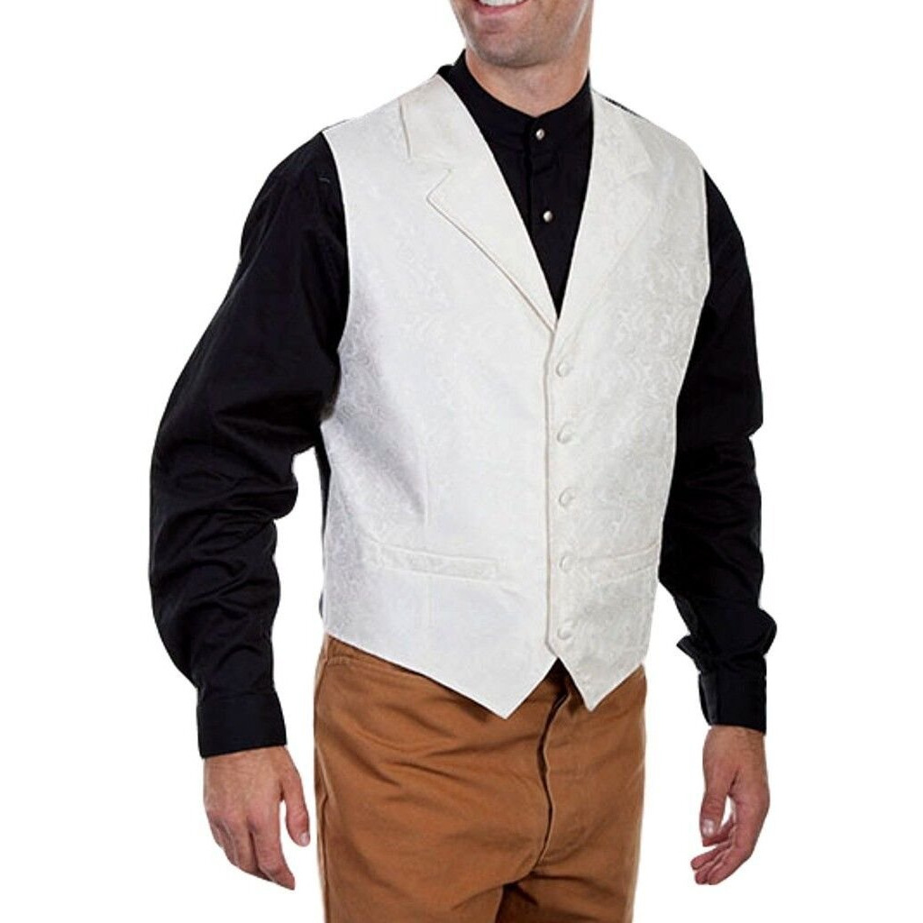 Scully Western Vest Mens Quality Paisley Button XLT Cream F0_RW093