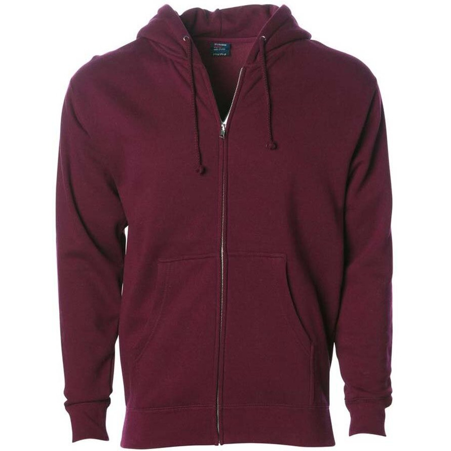 Independent Trading Co. ITC Men's Hooded Full-Zip Sweatshirt, Maroon, Small