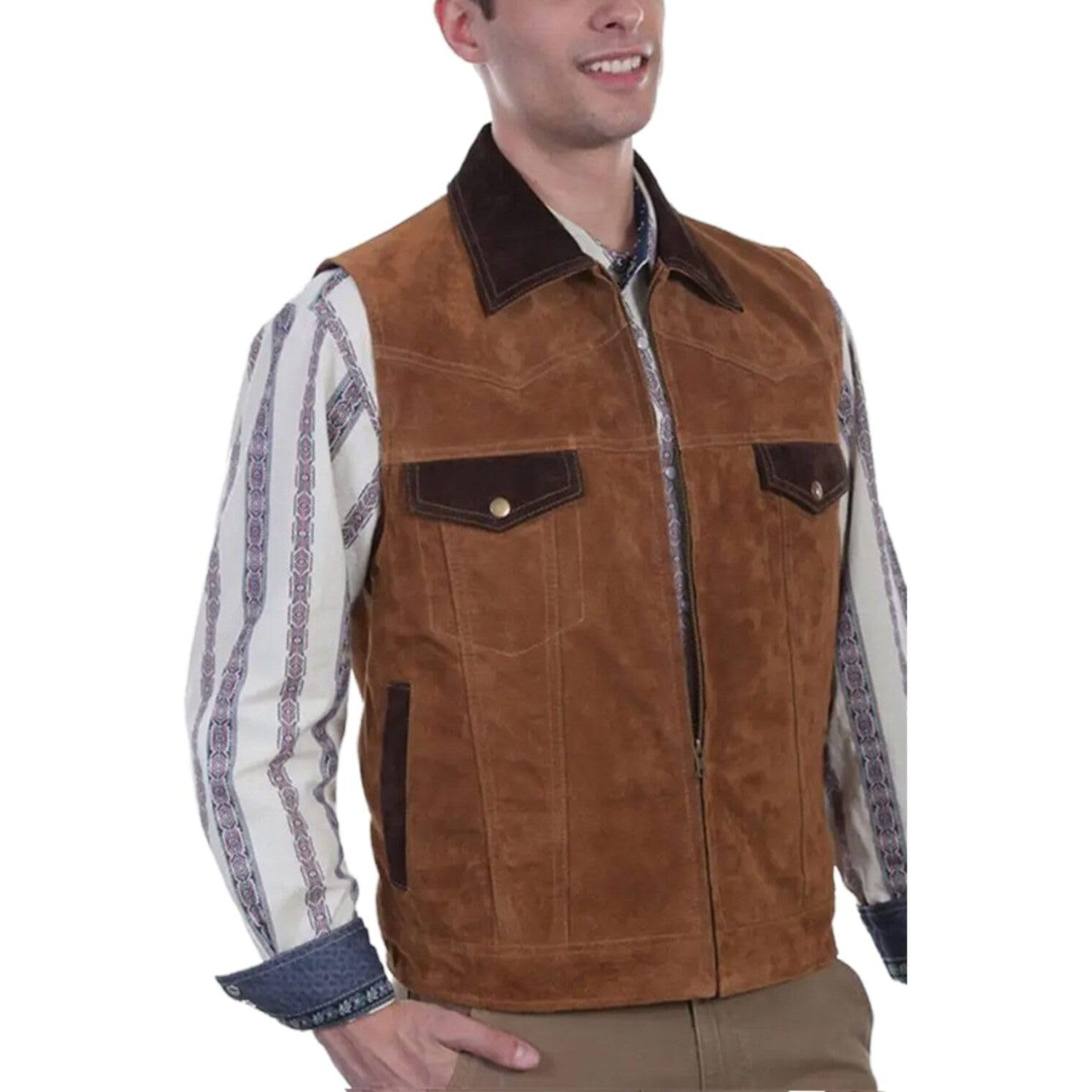 Scully Men's Two Tone Concealed Carry Suede Vest Coffee X-Large