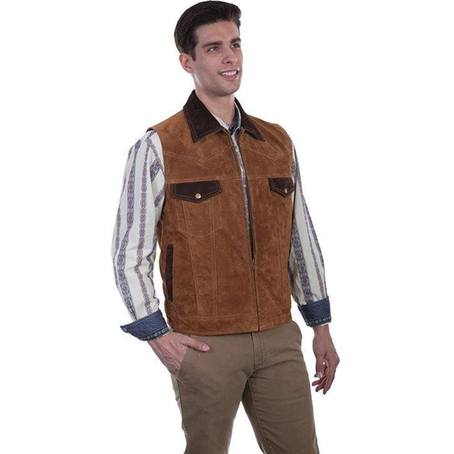 Scully Men's Two Tone Concealed Carry Suede Vest Coffee XX- US