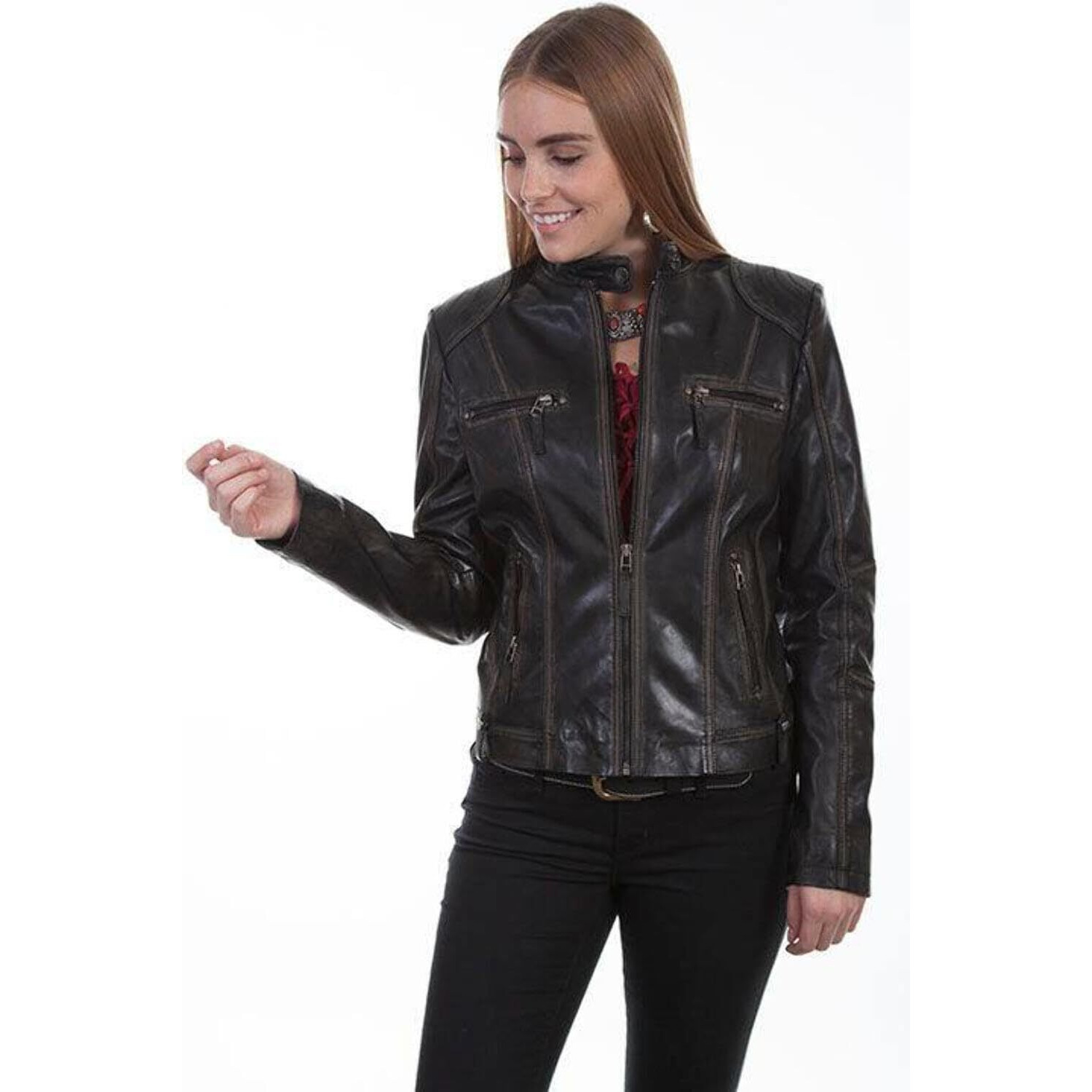 Scully Women's Leather Zip Jacket Black Medium