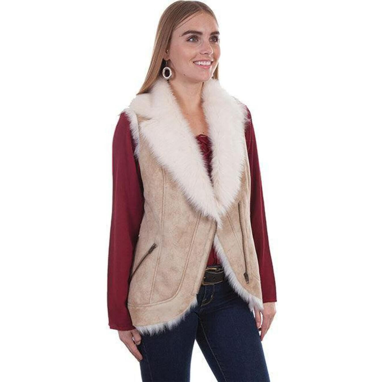 Scully Women's Honey Creek By Beige Faux Fur Vest Beige/Khaki Medium US