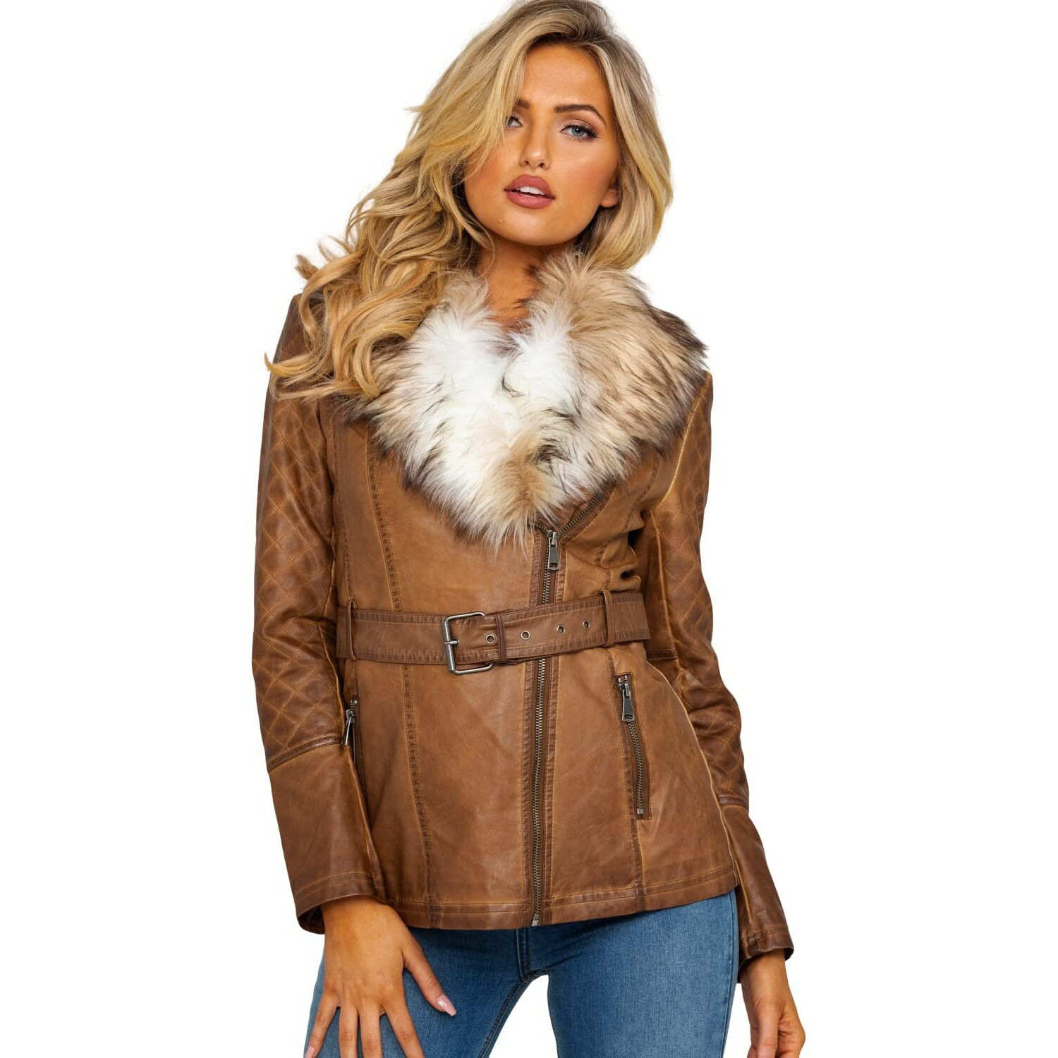 Scully Women's Honey Creek by Faux Fur Trim Jacket Brown Medium