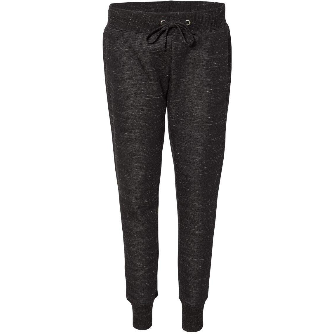 J America Ladies' Melange Fleece Jogger Pant M BLACK