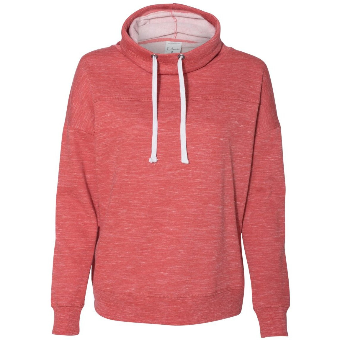 J America Ladies' Melange Fleece Cowl Neck Sweatshirt XL RED