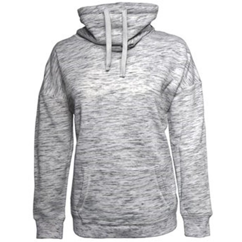 J America Ladies' Melange Fleece Cowl Neck Sweatshirt M WHITE