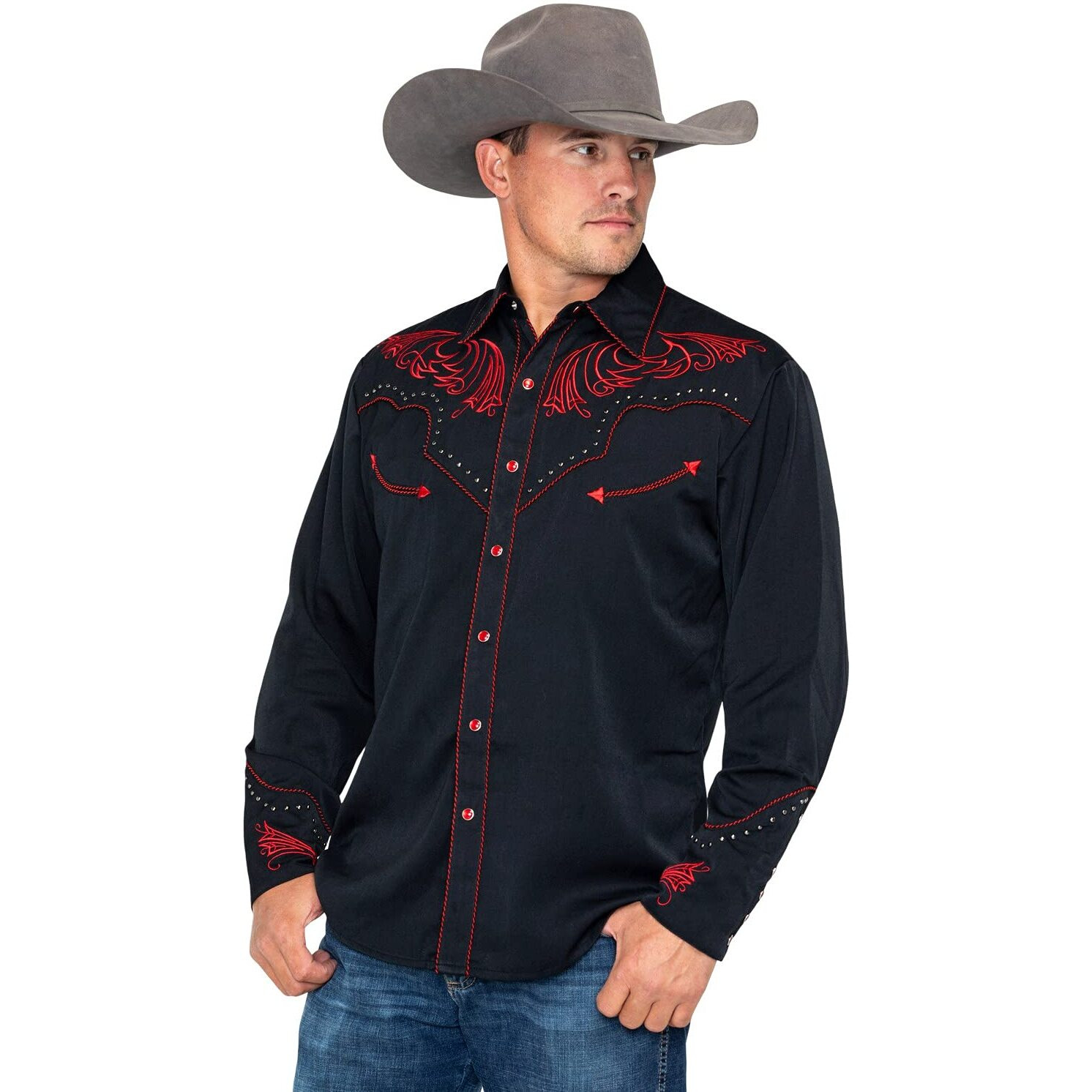 Scully Western Shirt Mens L/S Candy Cane Piping 3X Black F0_P-876