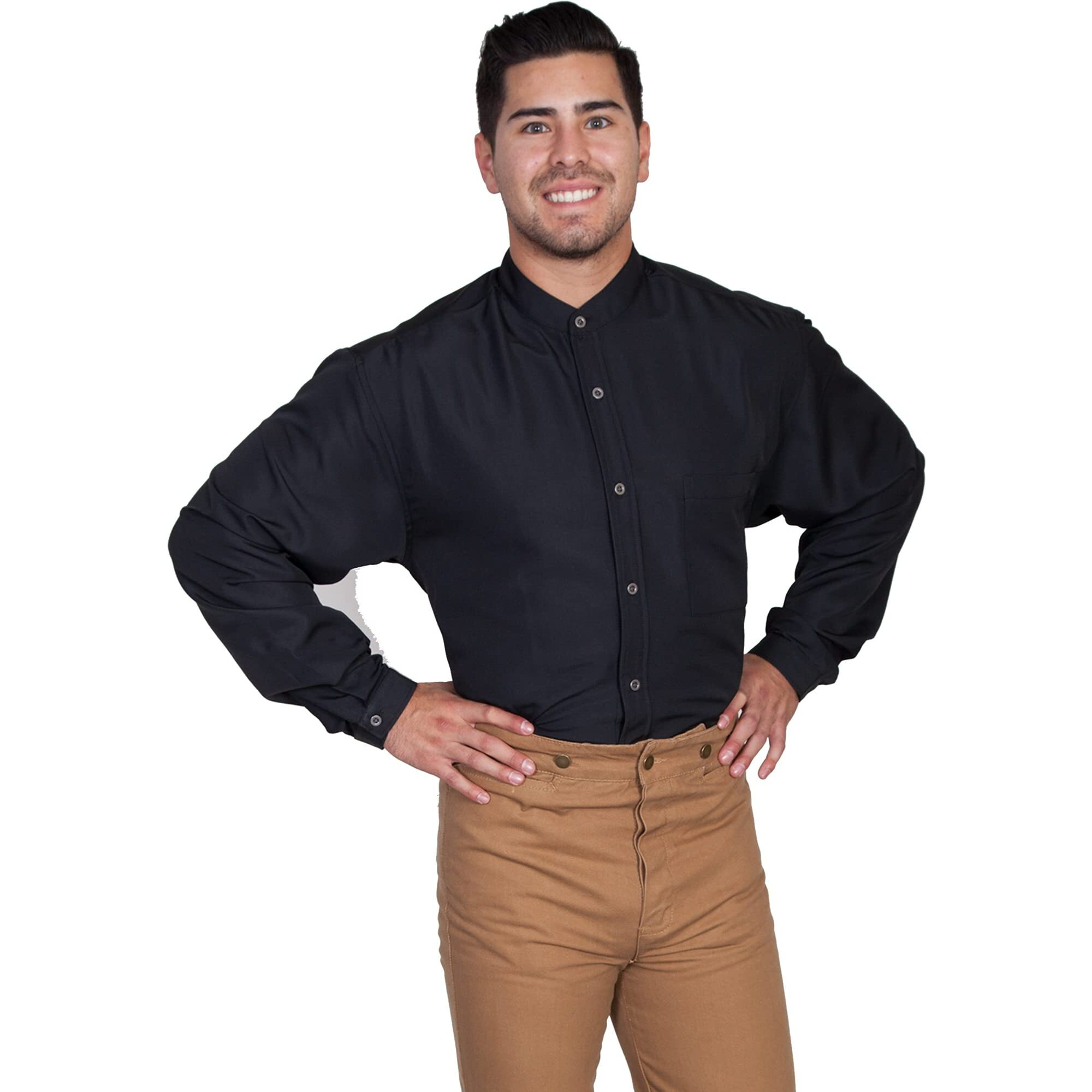 Scully Western Shirt Mens L/S Full Button Solid 3XT Black 541321
