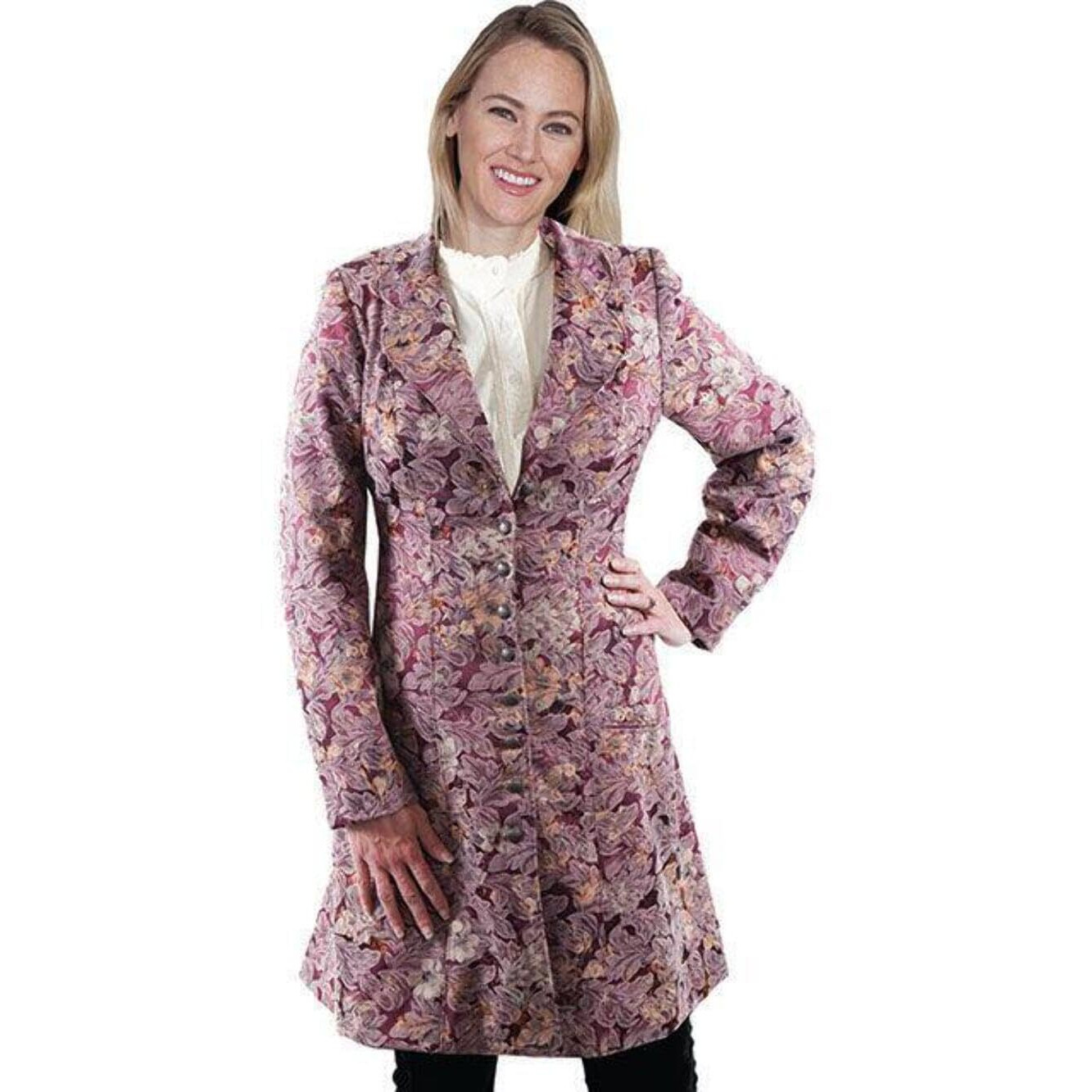 Scully Western Coat Womens Jacquard Button Front Frock 8 Pink 721279