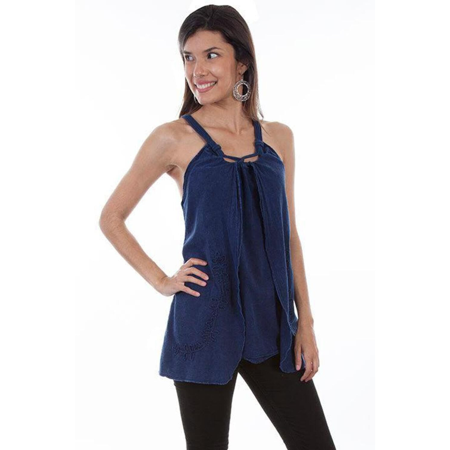 Scully Women's Cantina by Rope Strap Blouse - PSL-234-DBLUE X- US