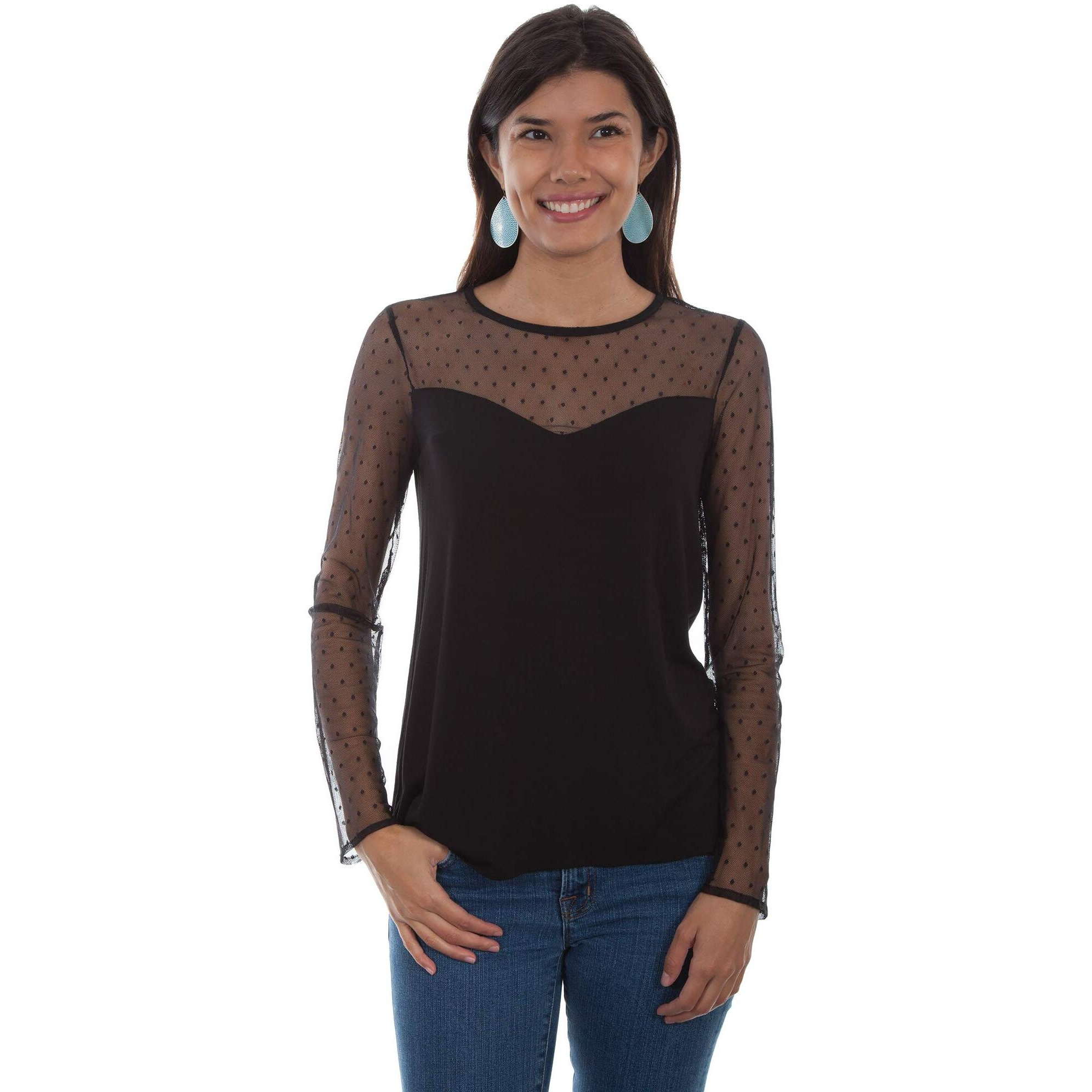 Scully Women's Honey Creek by Swiss Dot Sweetheart Top Black Medium US