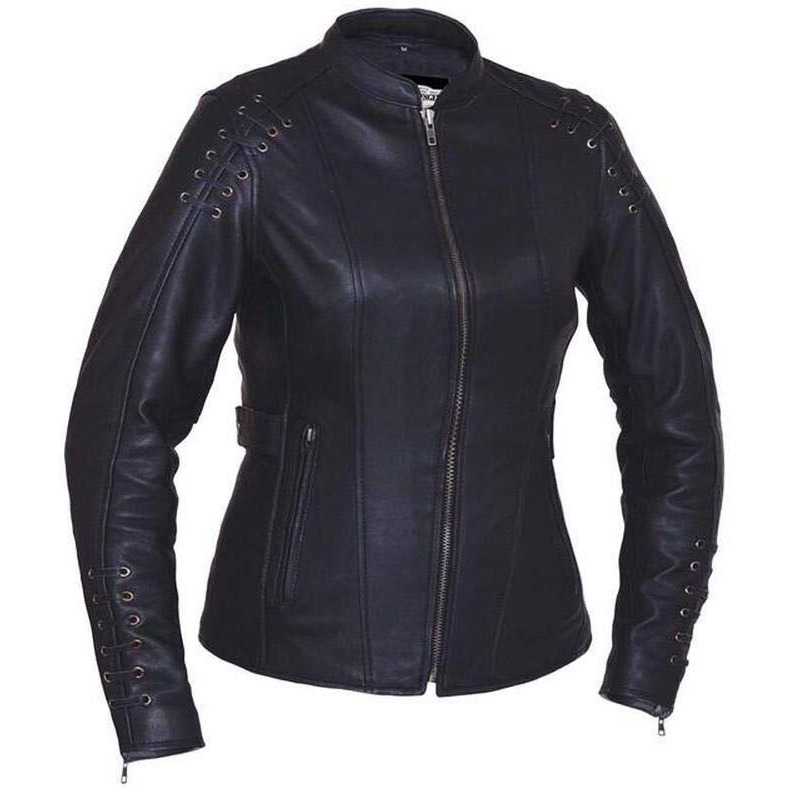 Derringer Ladies Lambskin Leather Jacket,Black,Size - 3XL, 6829-00-BLK-3XL