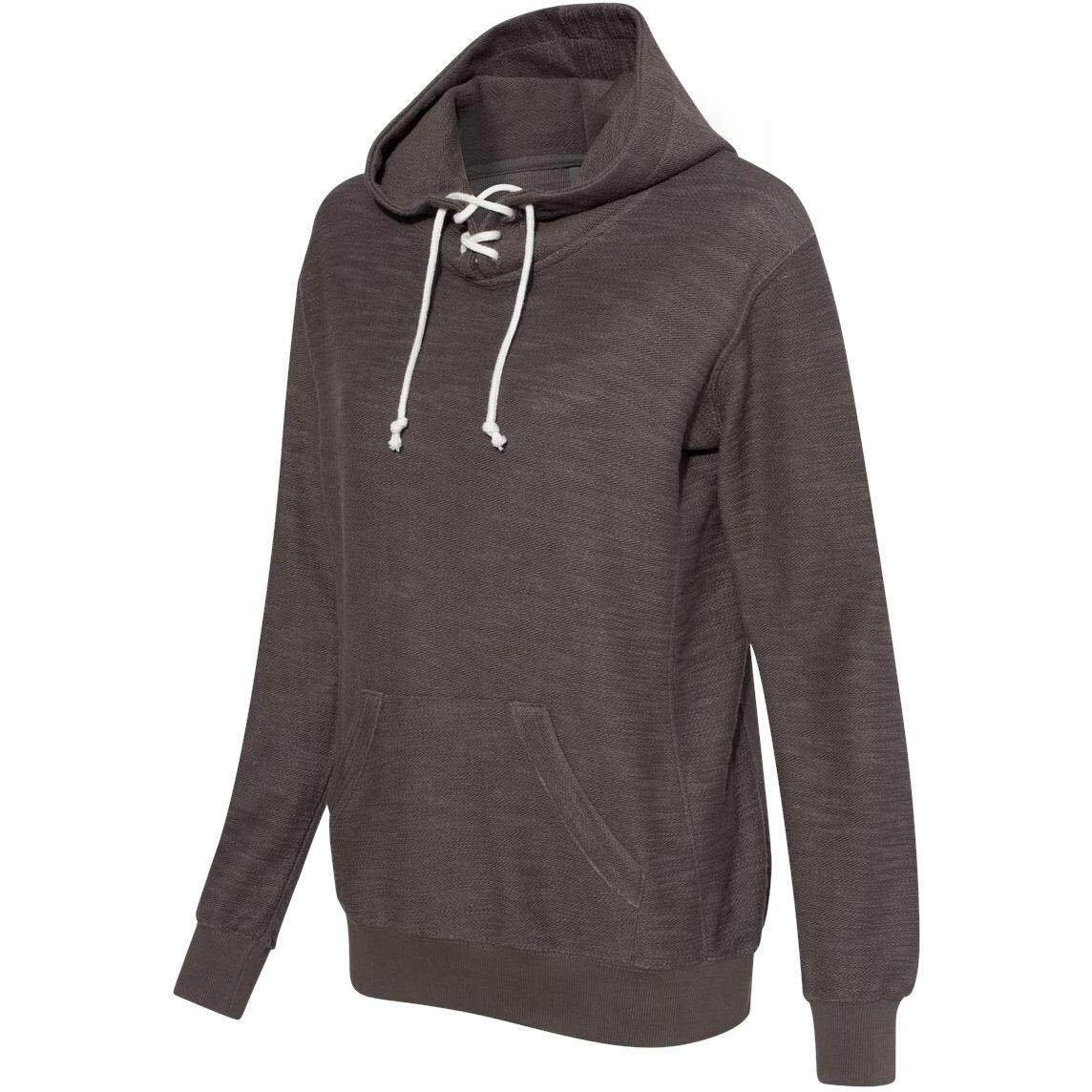 J America Ladies' Sport Lace Scuba Hooded Sweatshirt S CHARCOAL