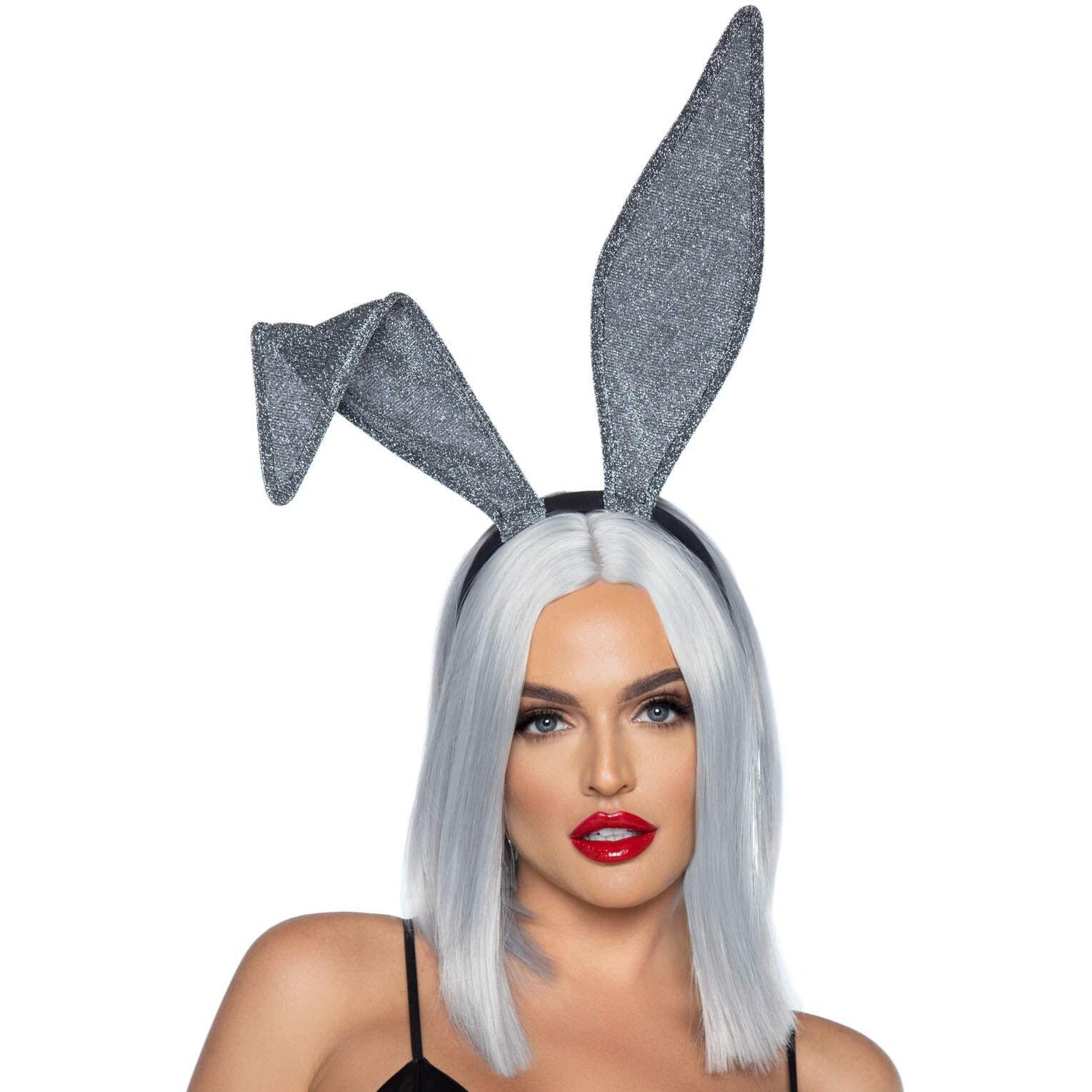 Leg Avenue Women's Bendable Bunny Rabbit Ears Headband, Silver, One Size