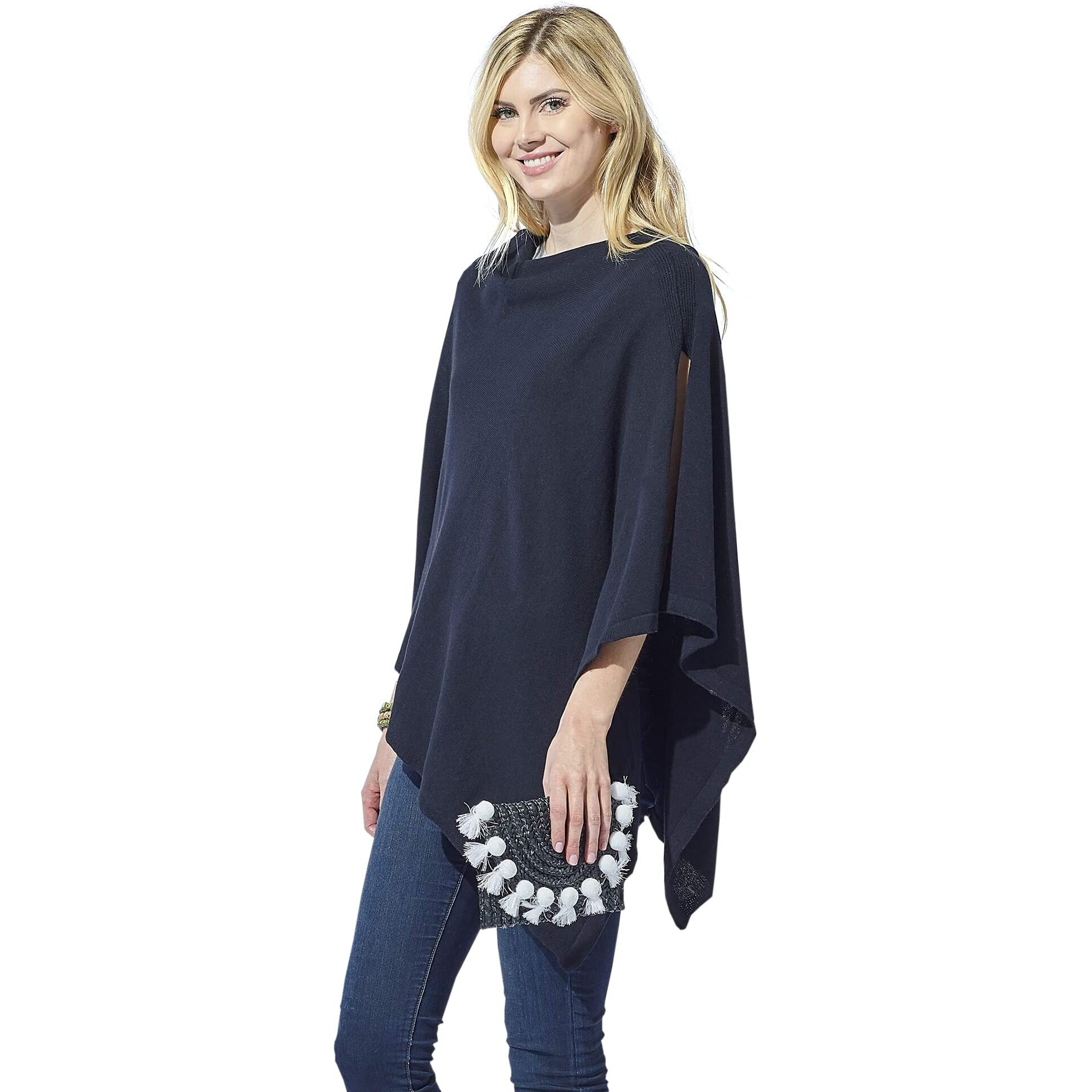 Hadley Wren Women's Classic Everyday Cotton Poncho, Coral Solid, 26