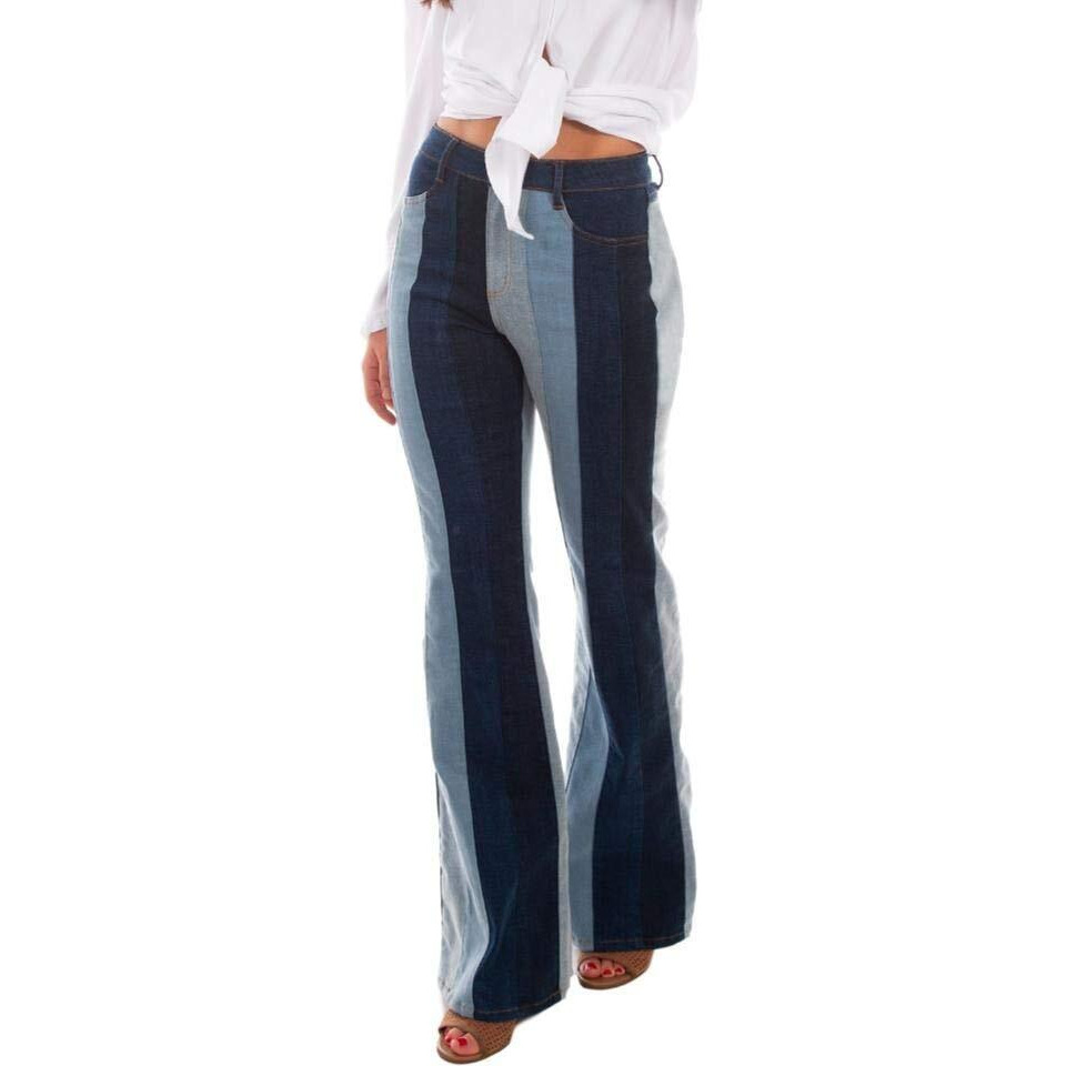 Scully Western Denim Jeans Womens Multi Panel Flare 12 Blue F0_HC689