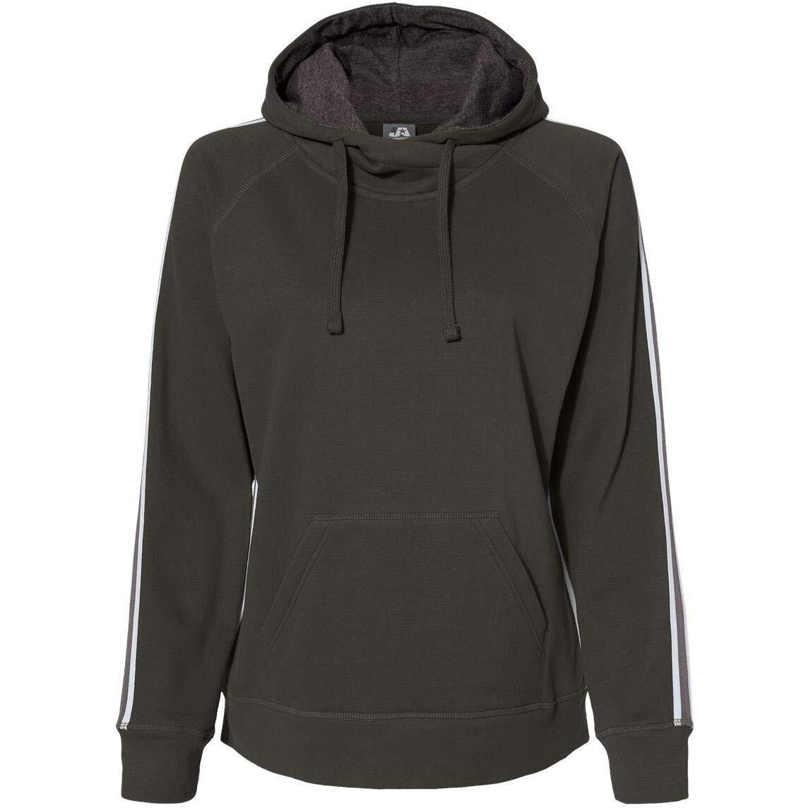 J. America Women's Rival Fleece Hooded Sweatshirt XL Black