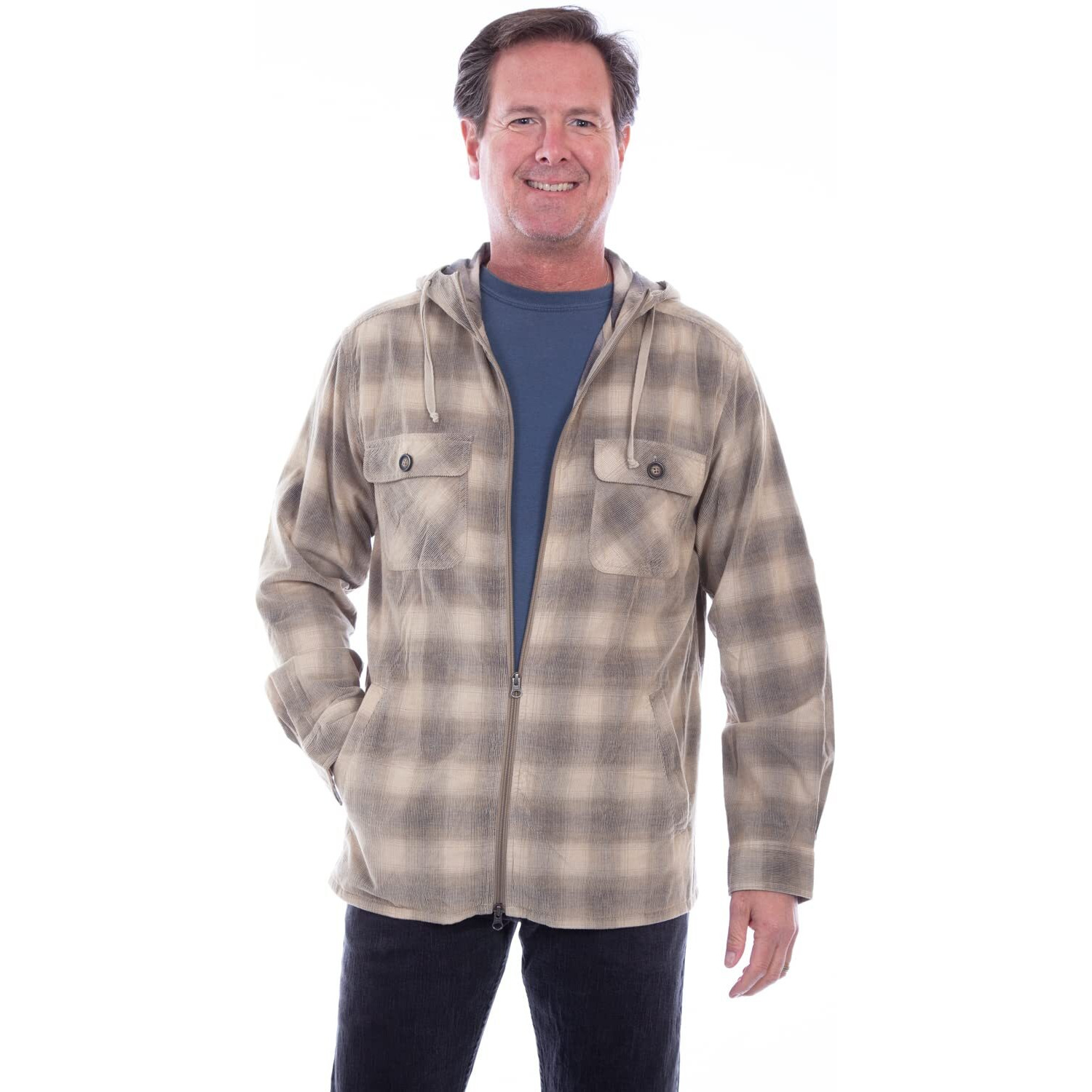 Scully Mens Tan 100% Cotton Sherpa Corduroy Hoodie XL